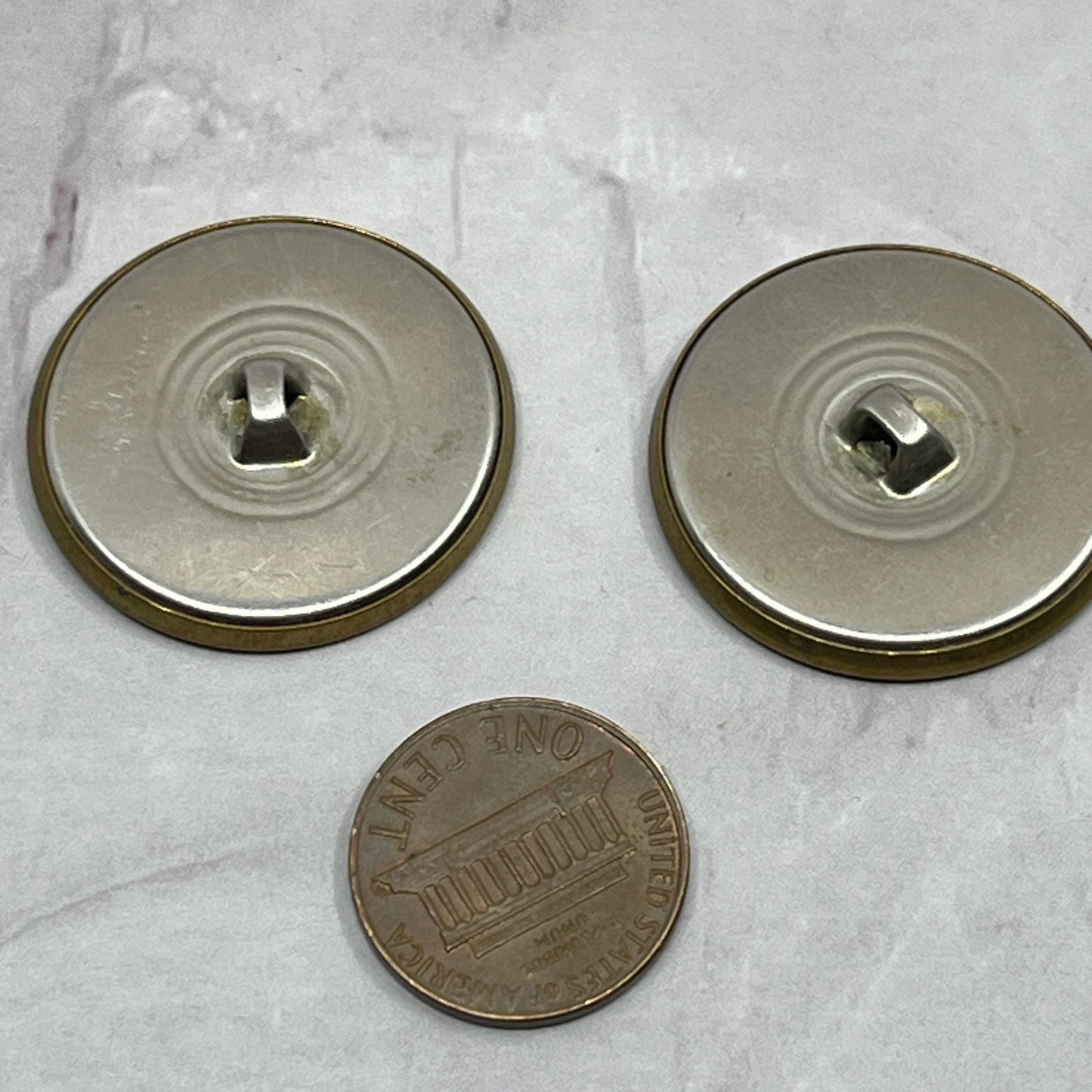 Vintage Brass Tone Buffalo Nickel Metal Button Set of 2 SC1