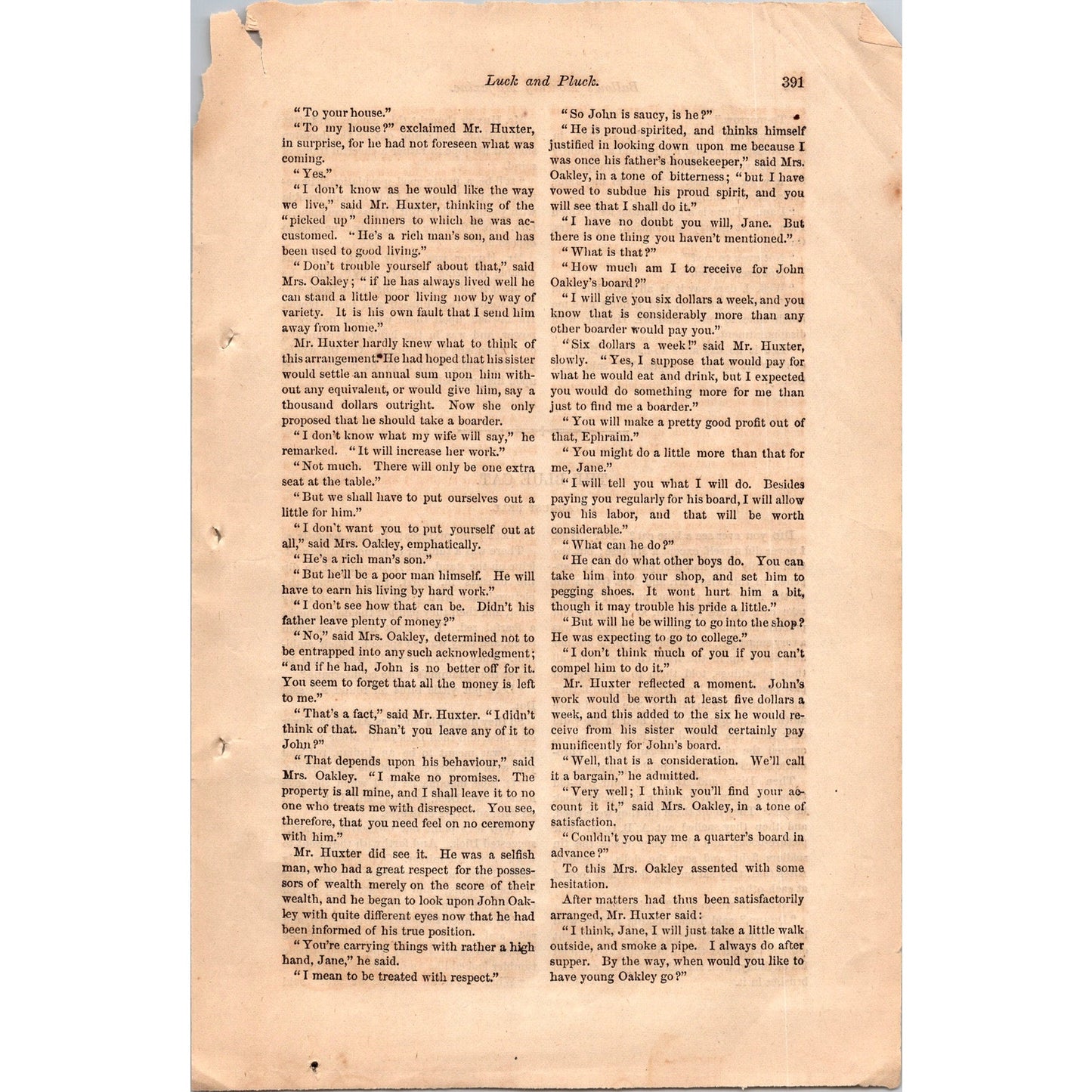 Luck and Pluck John Oakley's Inheritance 4 Pages Original 1869 Short Story I3