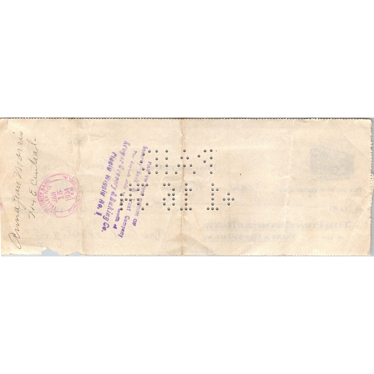 1934 Ponca City Oklahoma First National Bank Check AK7-4