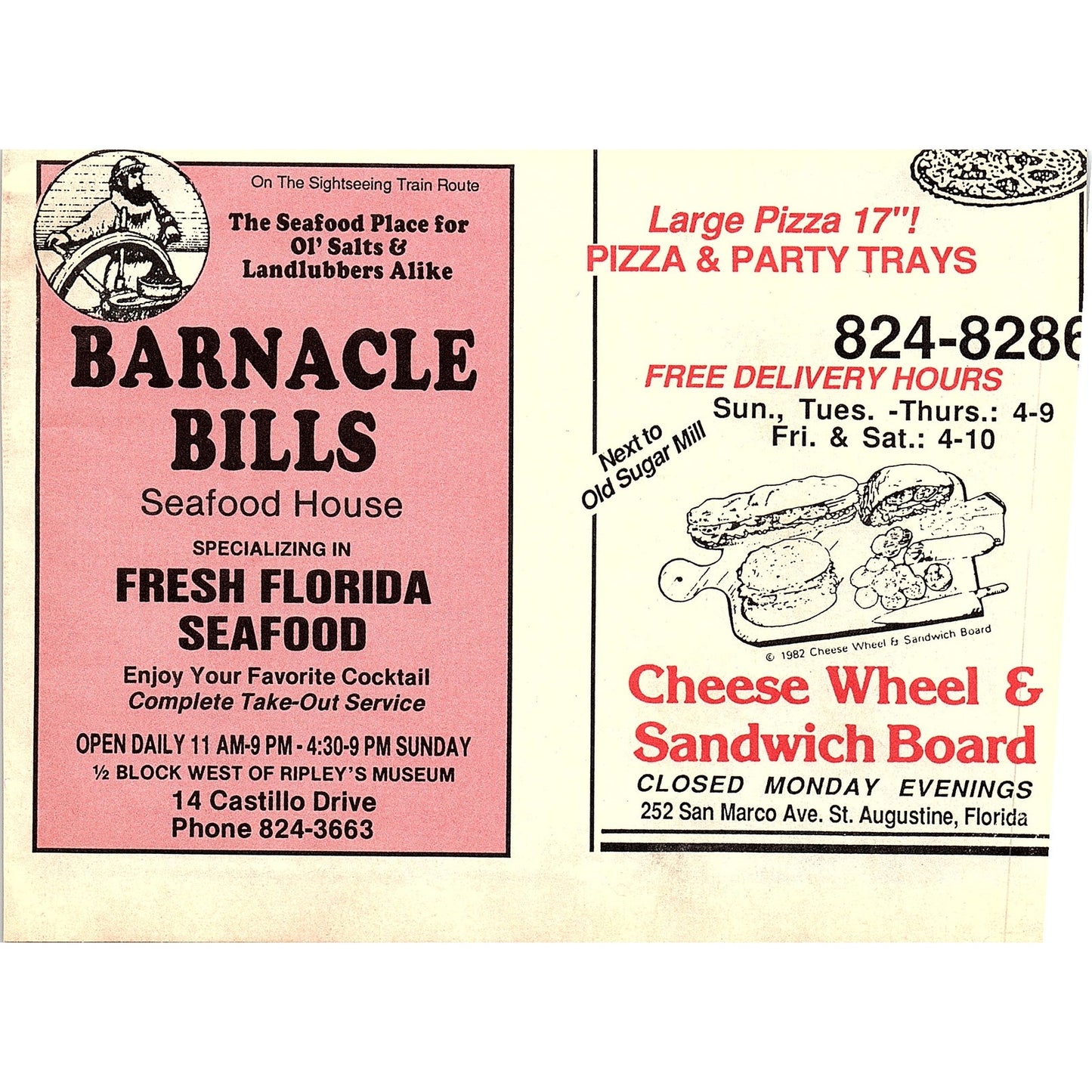 White Lion Restaurant 20 Cuna Street St. Augustine FL 1989 Ad AF9-12