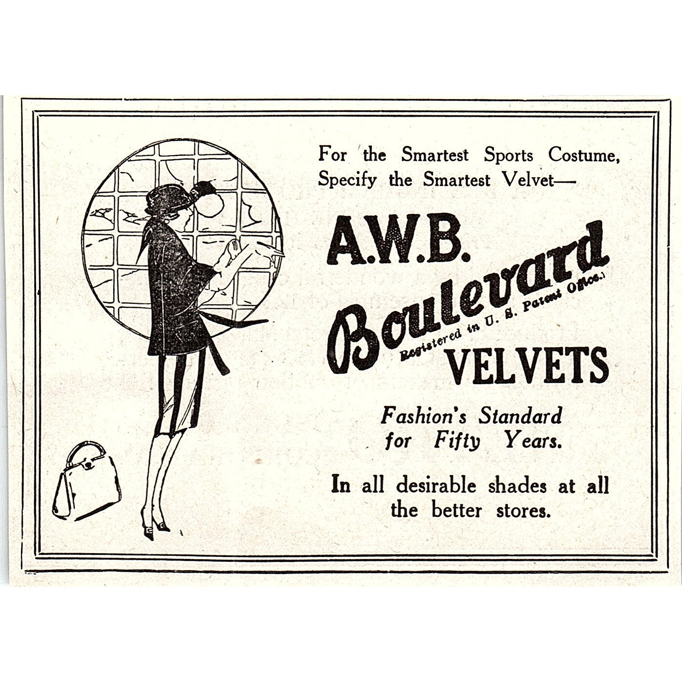 A.W.B. Boulevard Velvets 1921 Ad AF3-10
