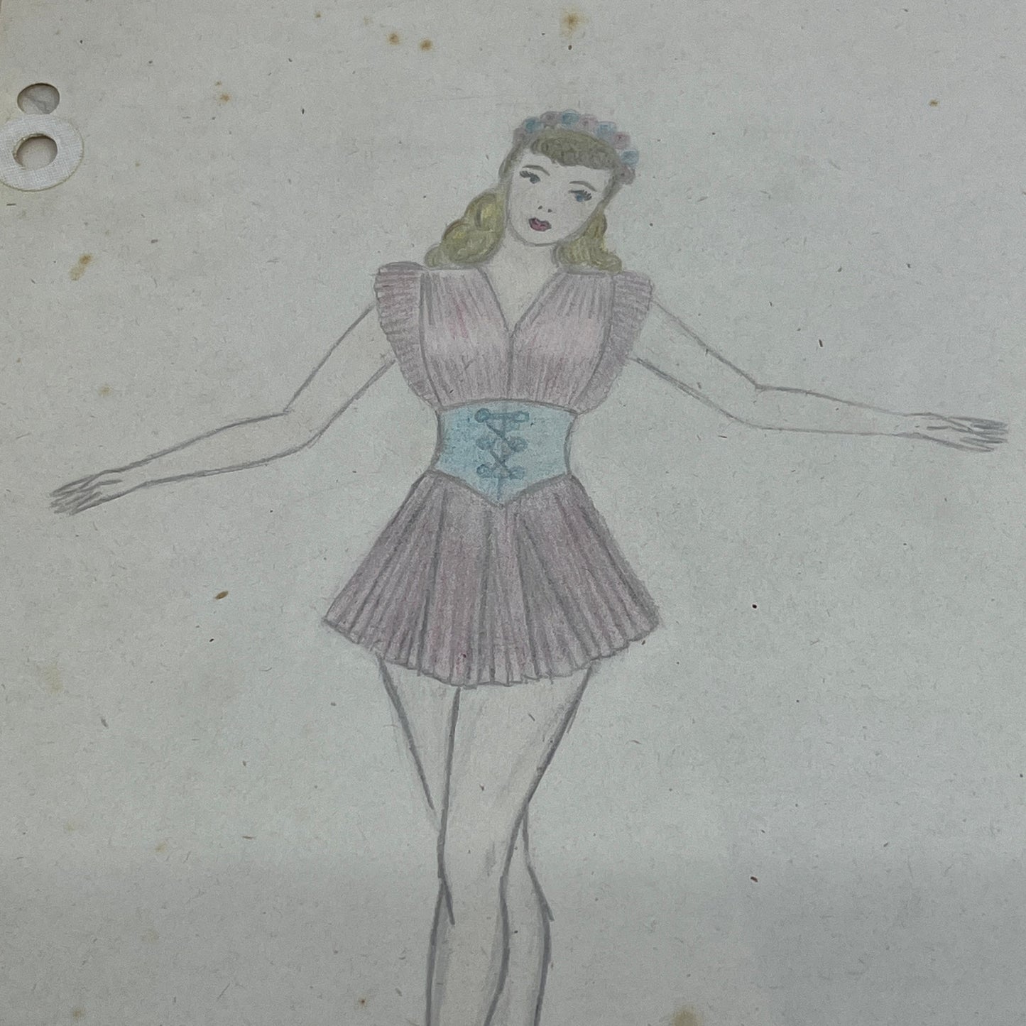 1940s Lot of 7 Art Student 7x10 Fashion Sketches & Studies Winifred Schutsky TC5