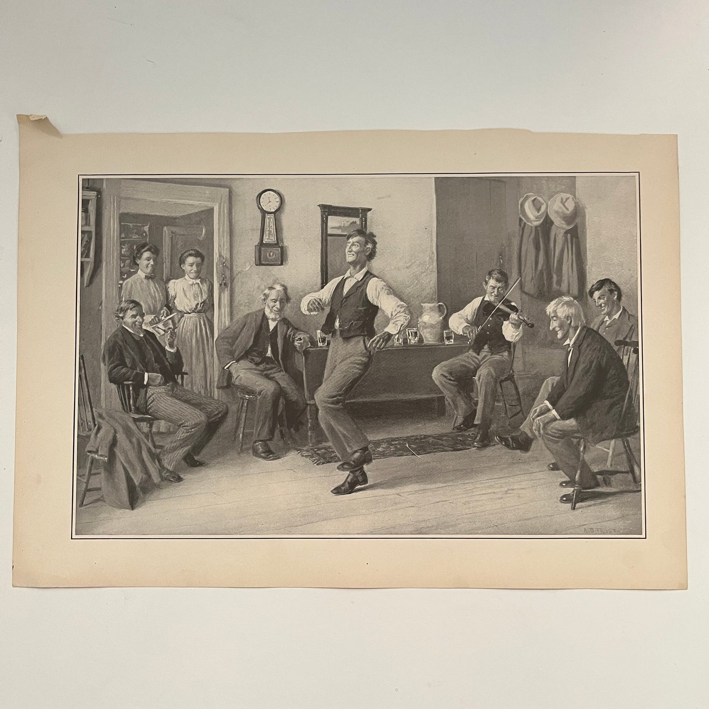 The Arkansas Teacher - Folk Dancing - Original 1904 A.B. Frost Art Print V26-4