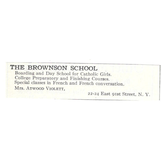 The Brownson School Ms. Atwood Violett NY 1924 Magazine Ad AD8-O7