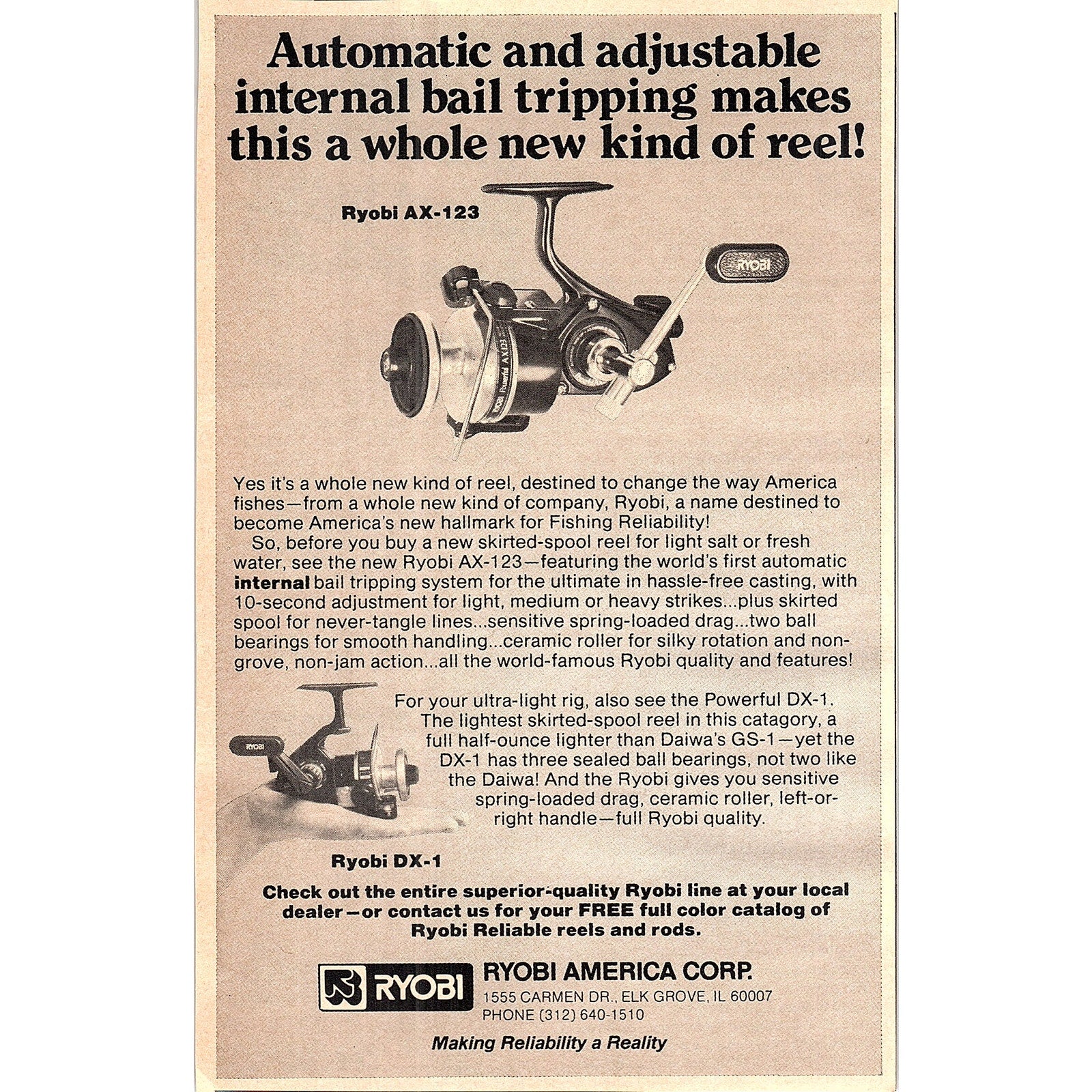 Ryobi AX-123 Fishing Reel 1977 Ad AF6-5 – Everyday Ephemera