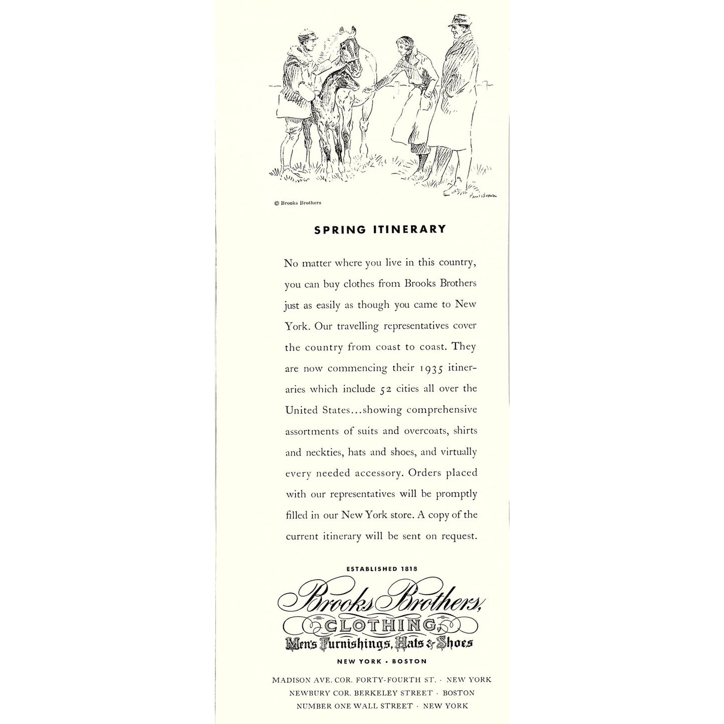 Brooks Brothers Clothing Men's Furnishings New York Boston 1935 Ad V1-5