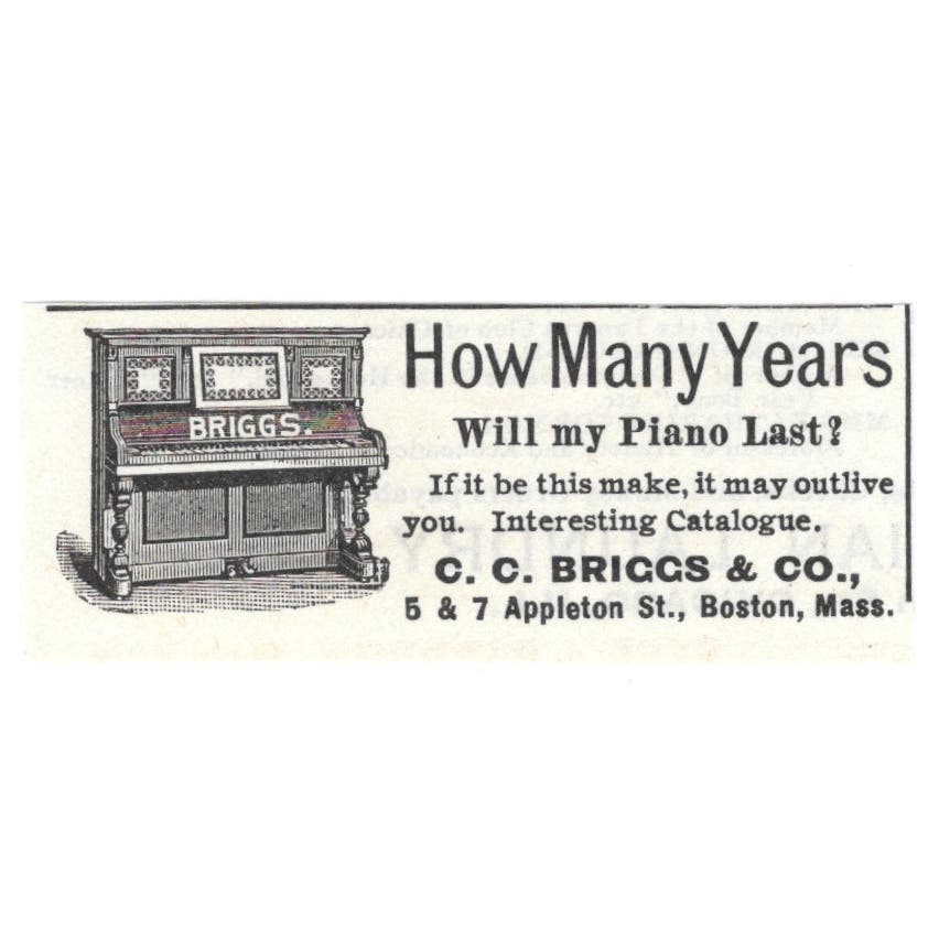 C.C. Briggs & Co Pianos Boston MA c1890 Victorian Ad AE8-CH11