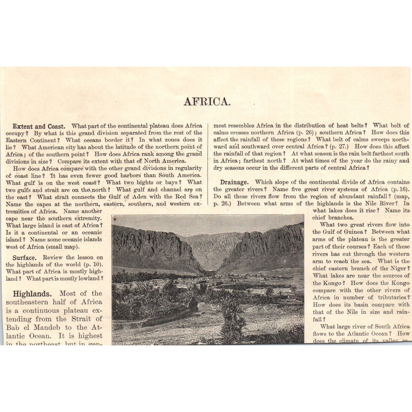 Animals of Africa Zebra Baboon Hippo Warthog Ostrich 1901 Engraving AF2-A6