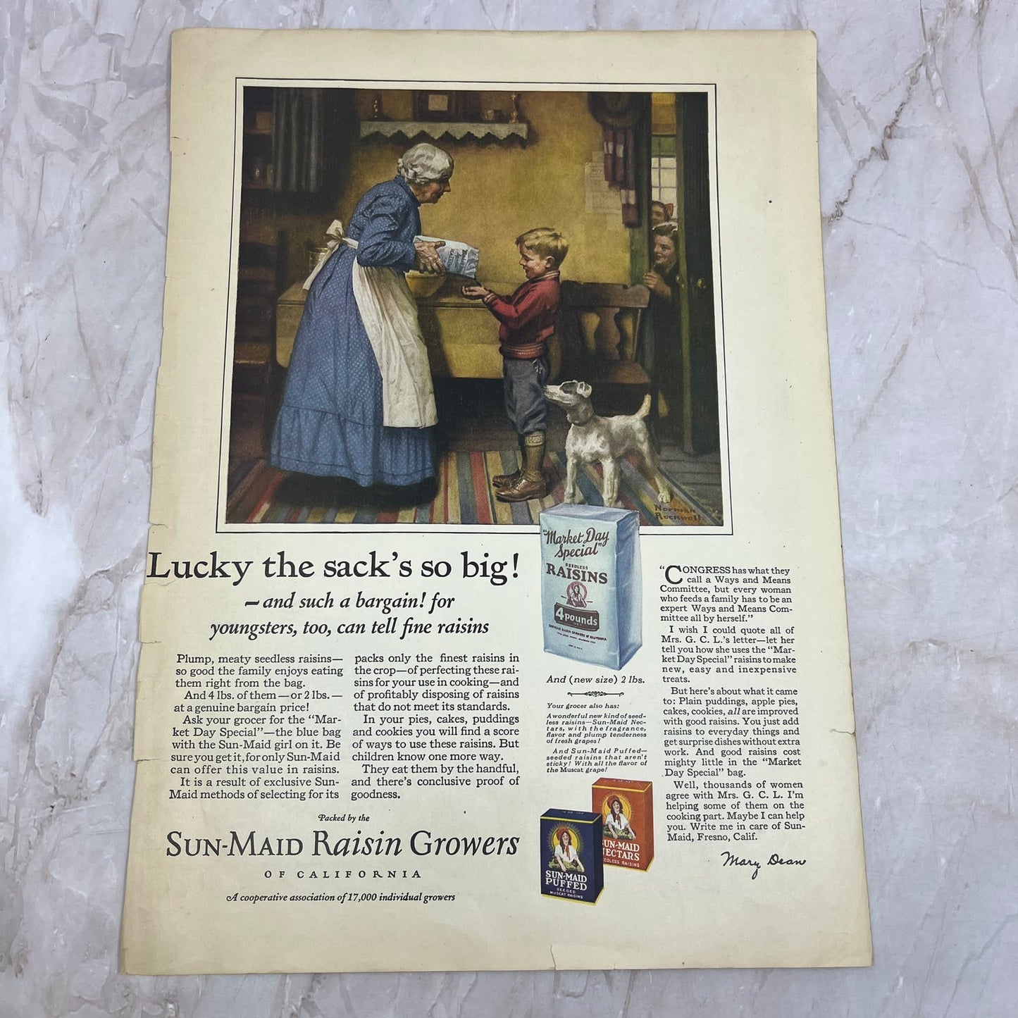 Sun-Maid Raisins Lucky the Sack's So Big 10x13 Magazine Advertisement FL6-7