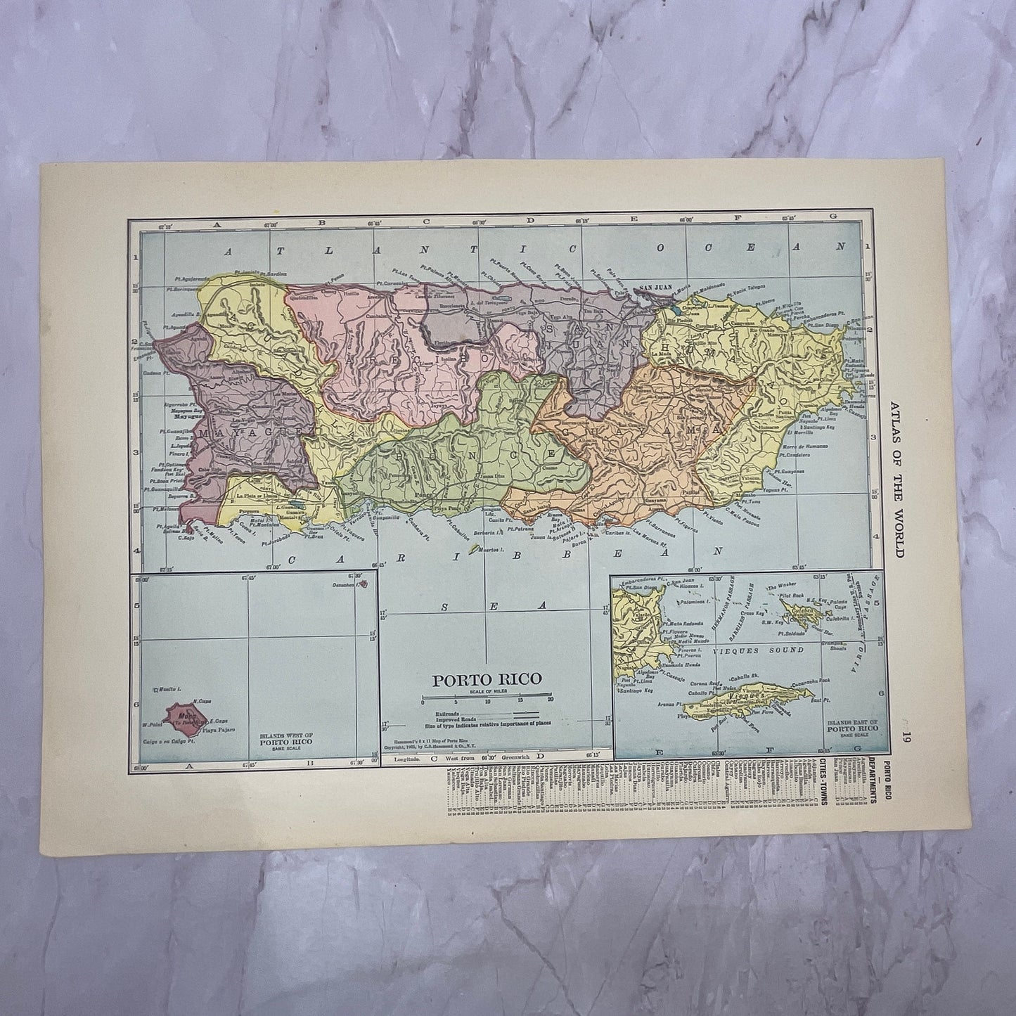 Map of Porto Rico Puerto Rico Double Sided 1910 Print V14-7