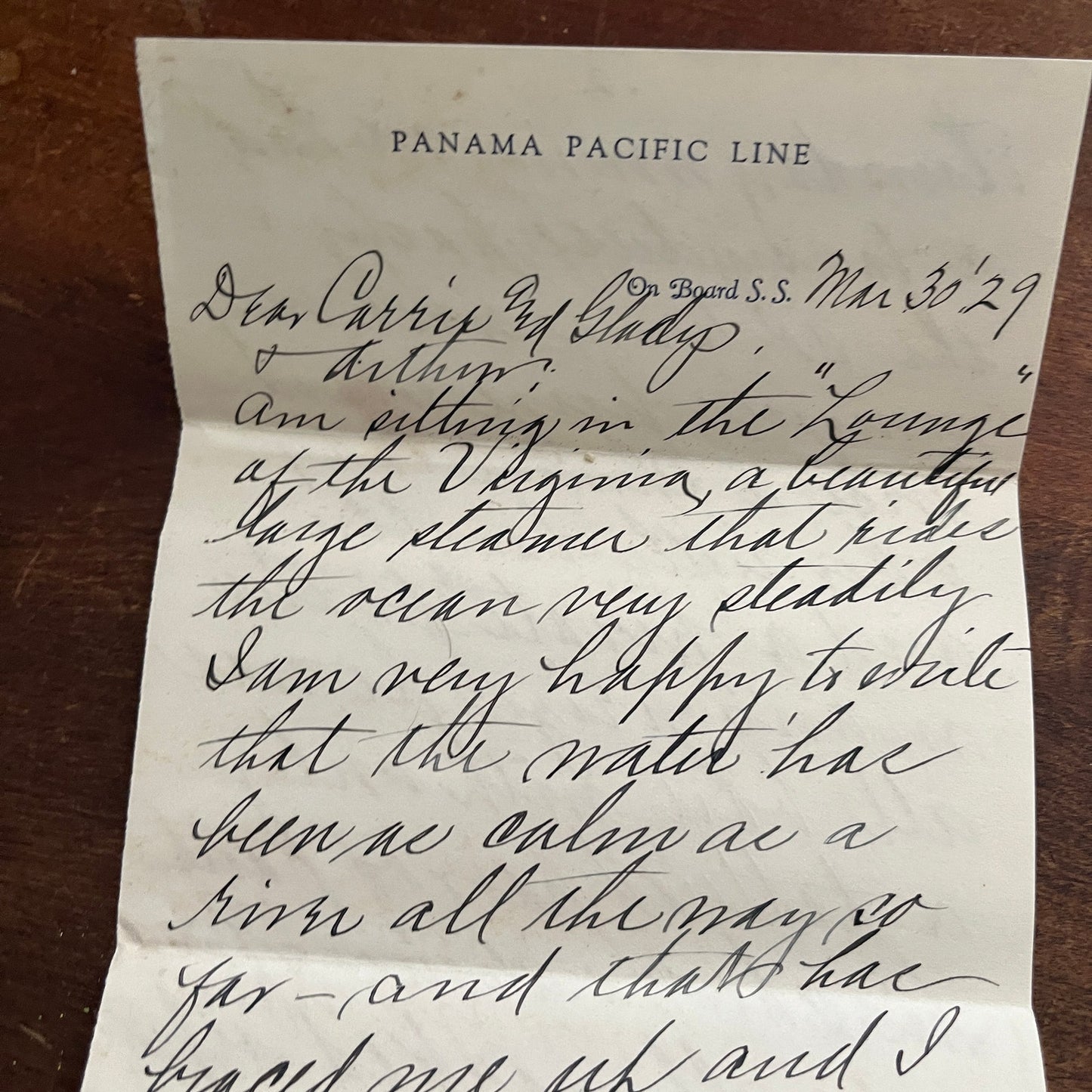 Lot of 4 Handwritten Letters Panama Pacific Lines SS Virginia Mar-Apr 1929 AF4