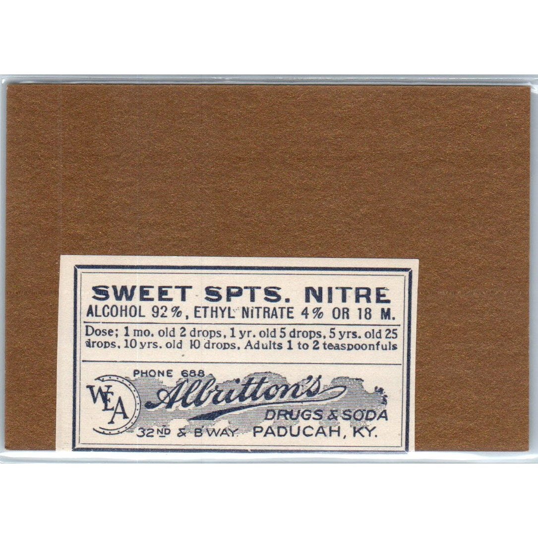 Albritton's Drugs & Soda Sweet Spts Paducah KY Antique Apothecary Label TH2-AL