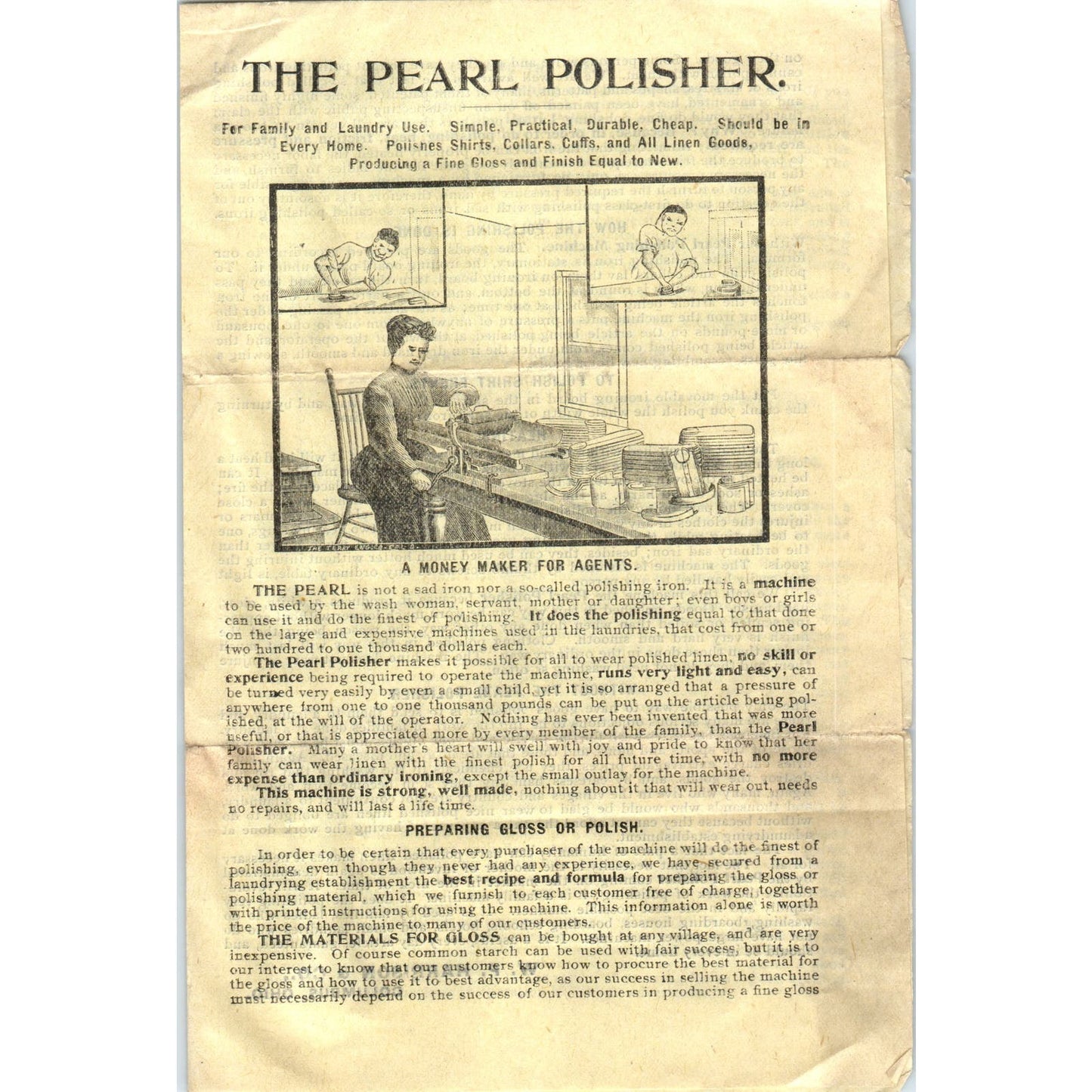 c1900 Pearl Polisher Family Laundry Leaflet W.P. Harrison & Co Columbus OH AB9