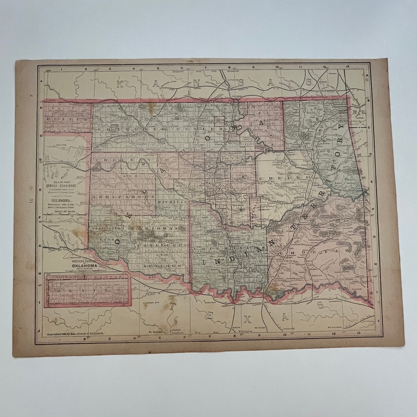 Map of New Mexico and Oklahoma 1894 Map SV1-6