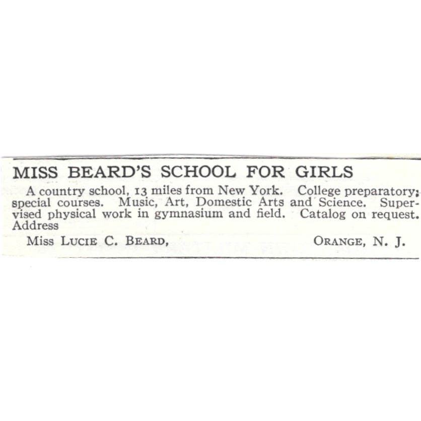 Lucie C. Beard's School for Girls Orange NJ c1918 Original Advertisement AE5-SV2