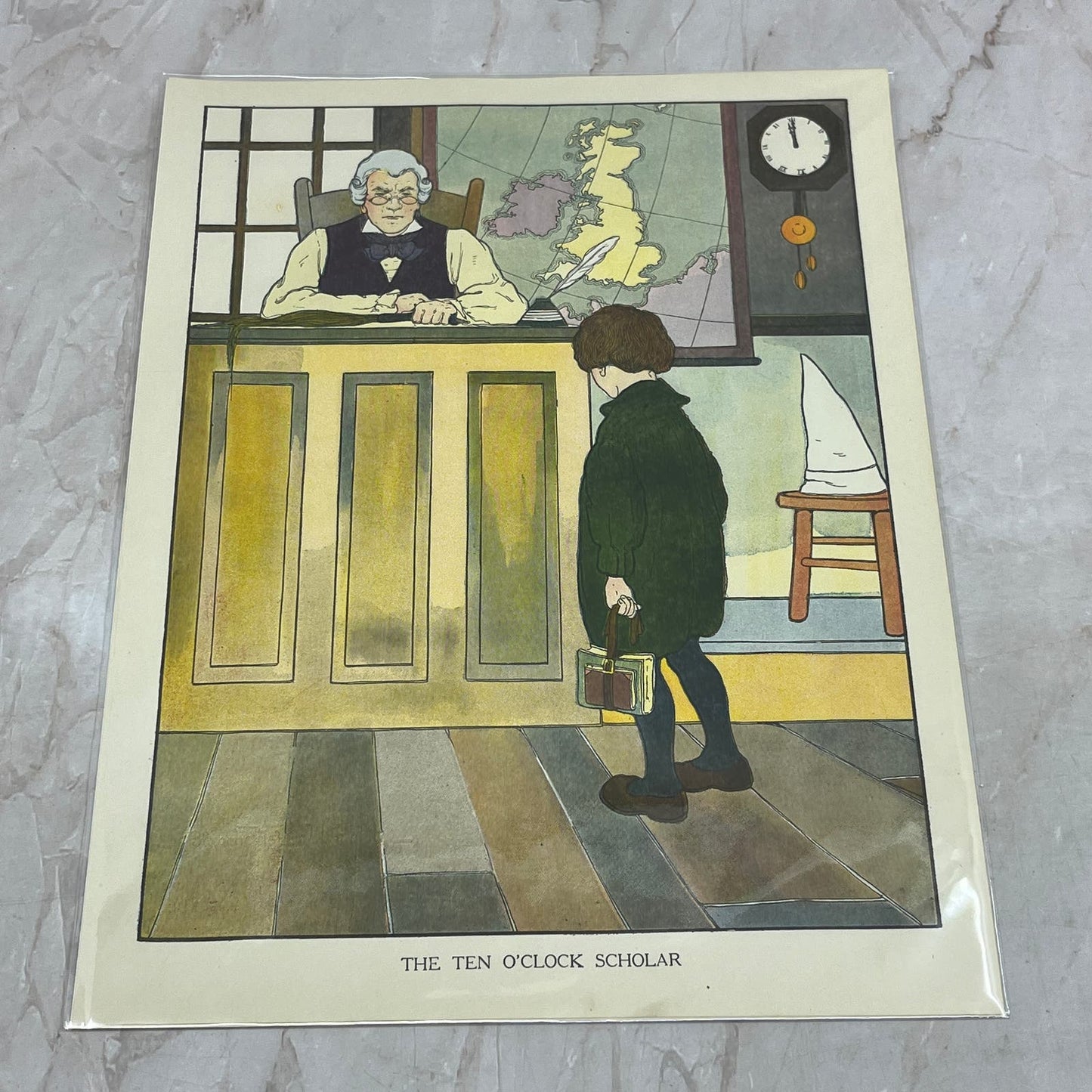 A Dillar A Dollar A Ten O’clock Scholar Mother Goose Nursery Vintage Print FL6-9