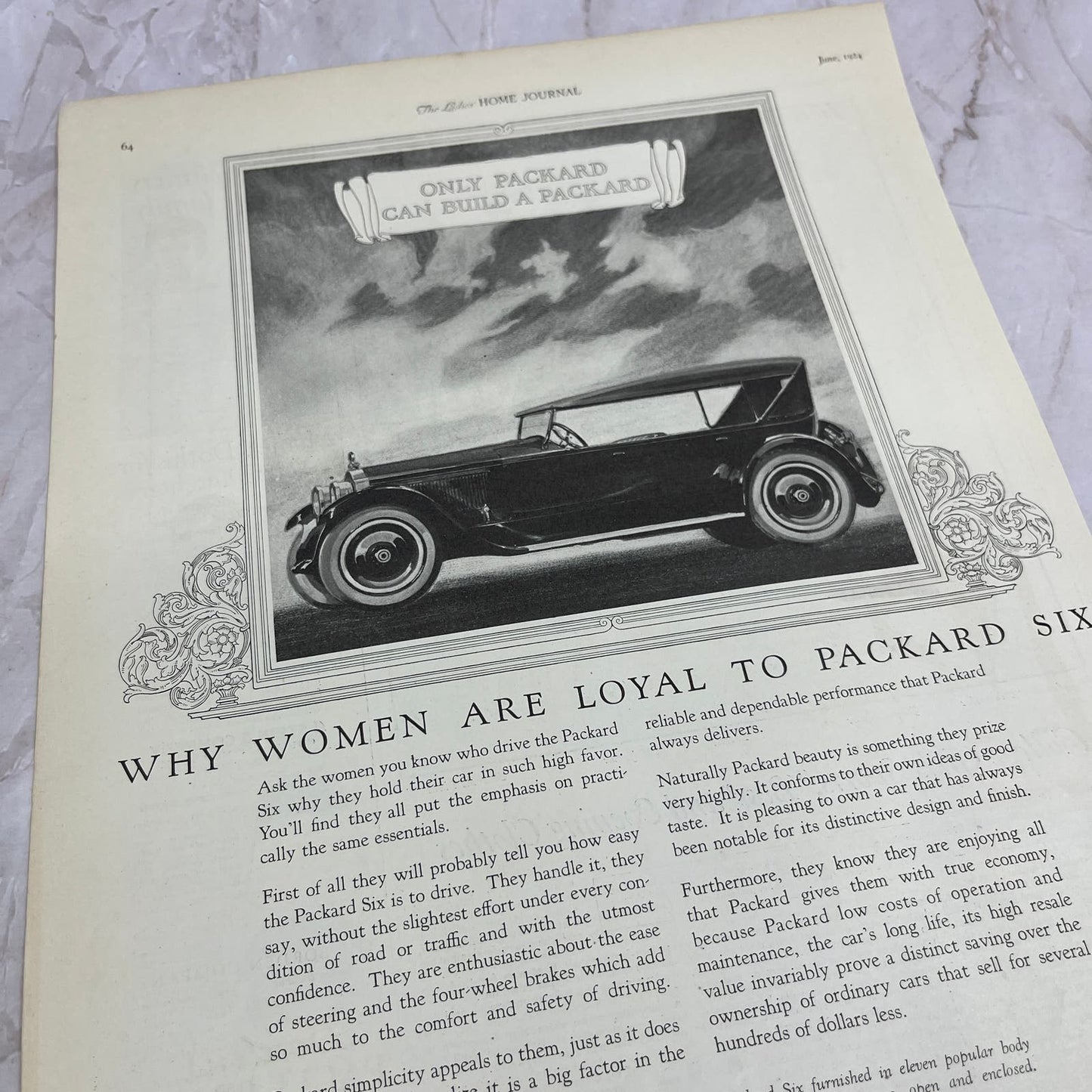 Packard Six Sport Model Automobile 1924 Magazine Ad FL6-11
