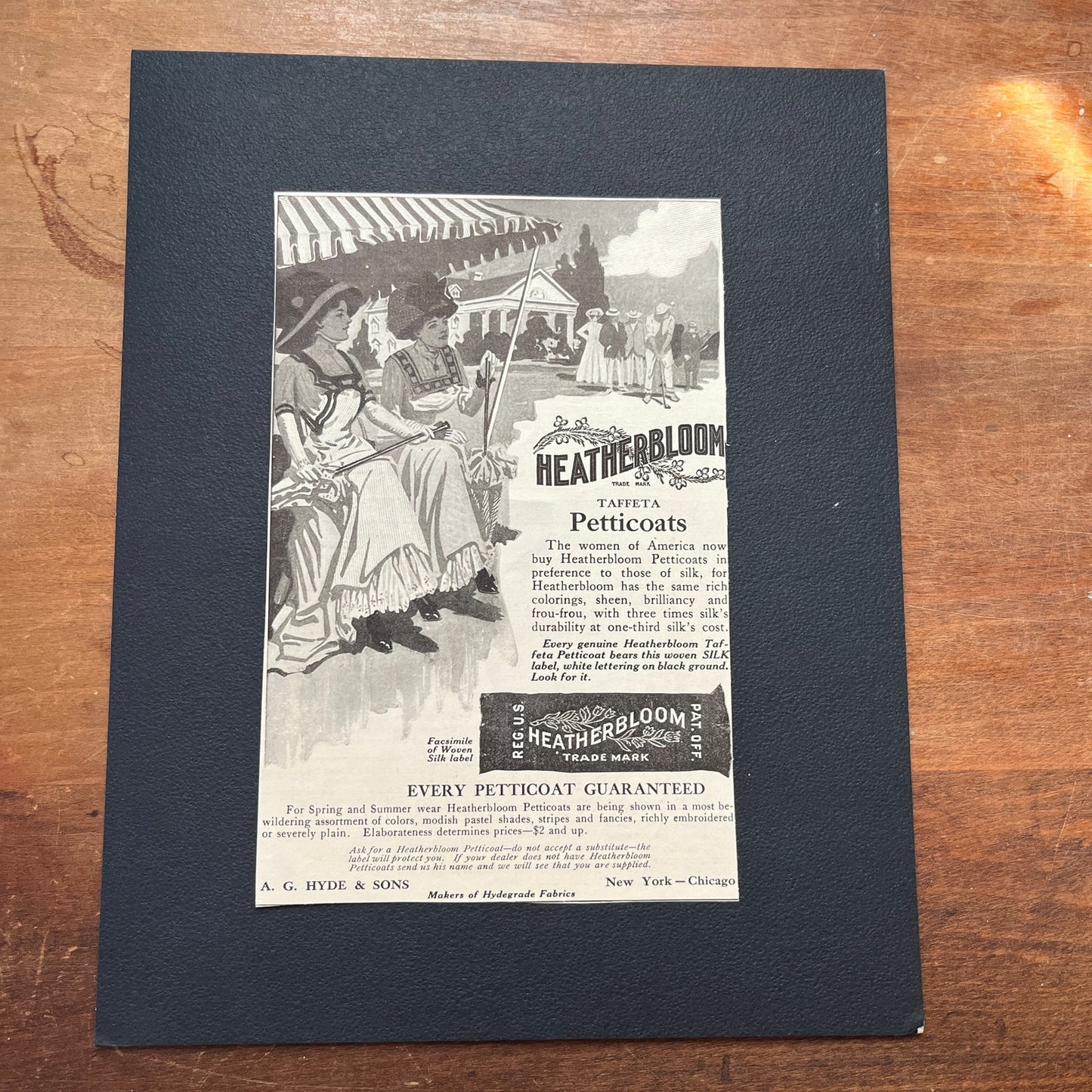 Heatherbloom Taffeta Petticoats AG Hyde & Sons NY Victorian Ad 4x7 V5