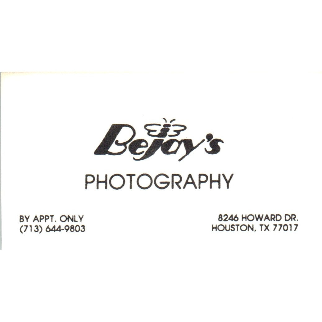 Bejay's Photography Houston TX Vintage Business Card SD8-B17