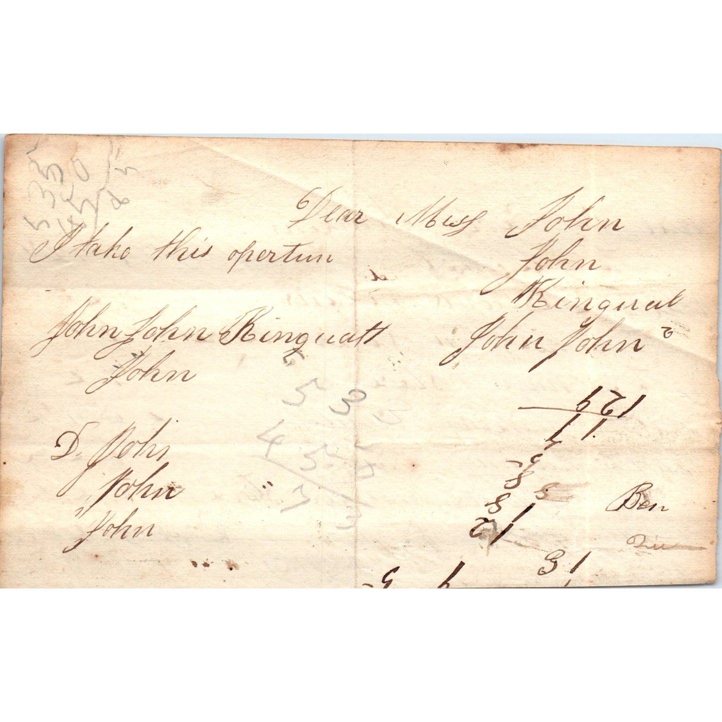 1847 Handwritten Receipt to David Jinkens Jenkins D21