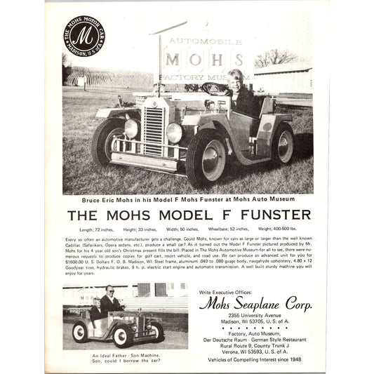 The Mohs Model F Funster Mohs Seaplane Corp Madison WI Vintage Leaflet J16