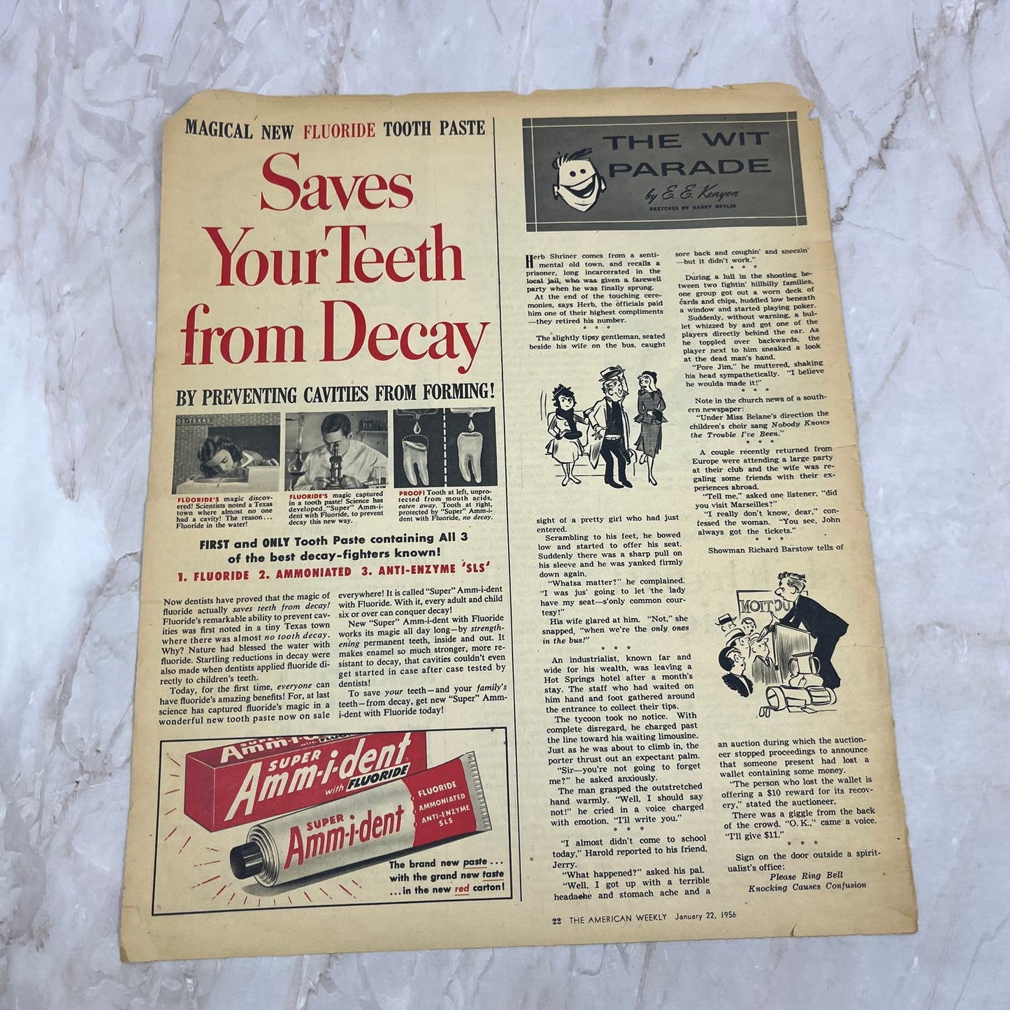 1956 Super Amm-i-dent Fluoride Toothpaste Magazine Advertisement FL6-7