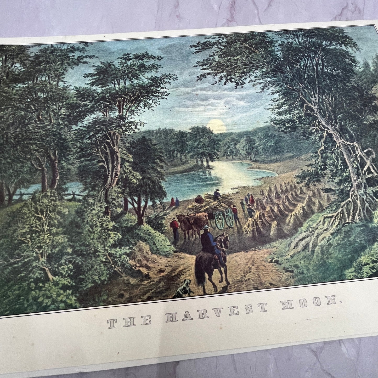 The Harvest Moon Currier & Ives Lithograph 10x16" Art Print V22