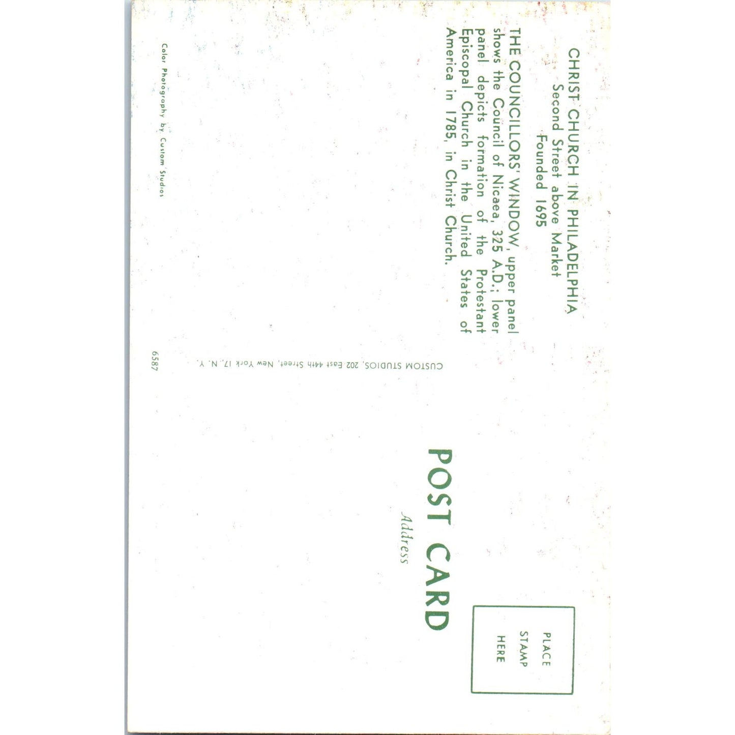 Christ Church in Philadelphia Councillor's Window Postcard PD4