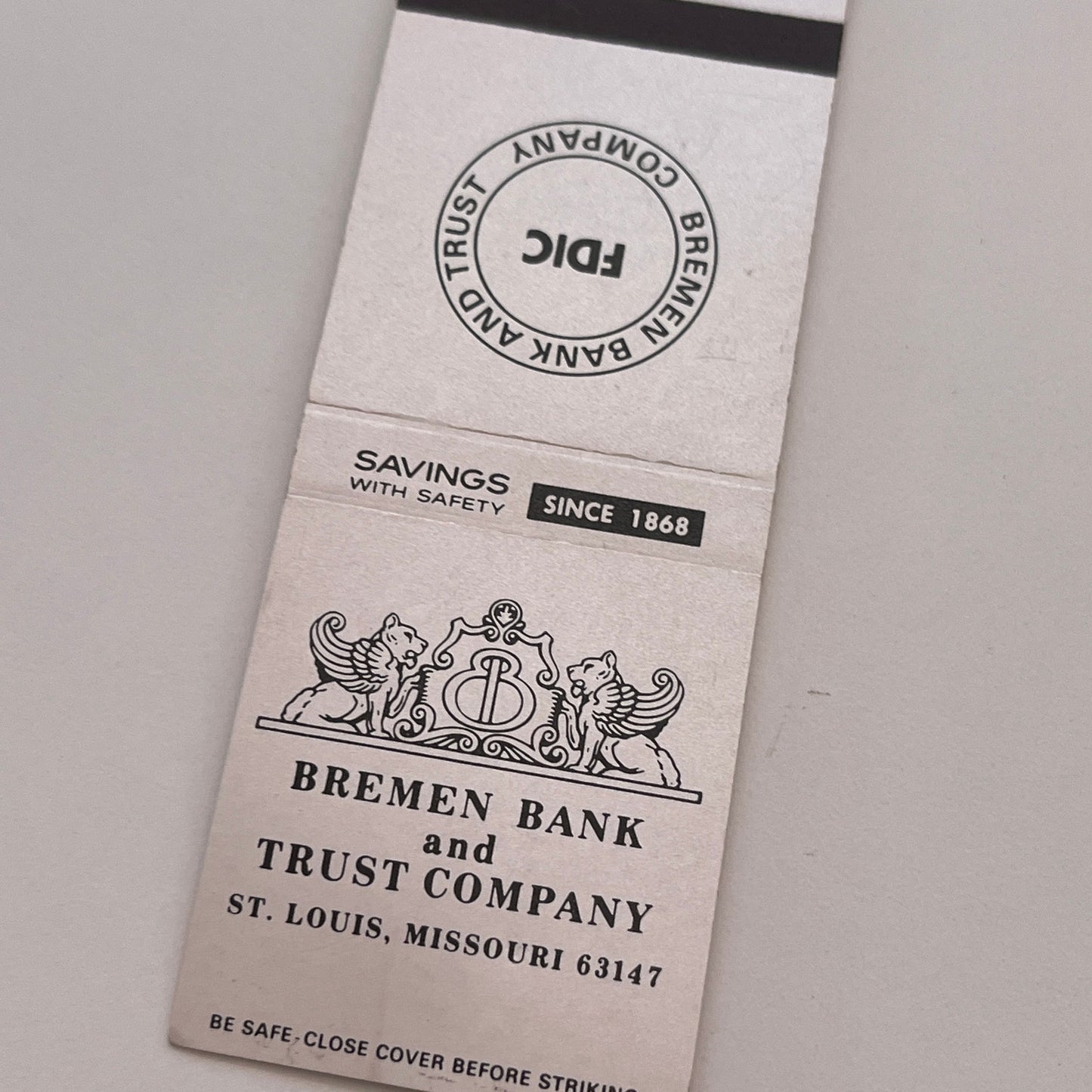 Bremen Bank and Trust Company St Louis MO Vintage Matchbook Cover TB6-MB2-3