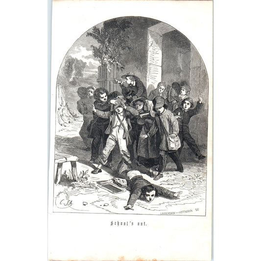 School's Out - Louderback - Hoffmann SC 1857 Original Art Engraving D19-4