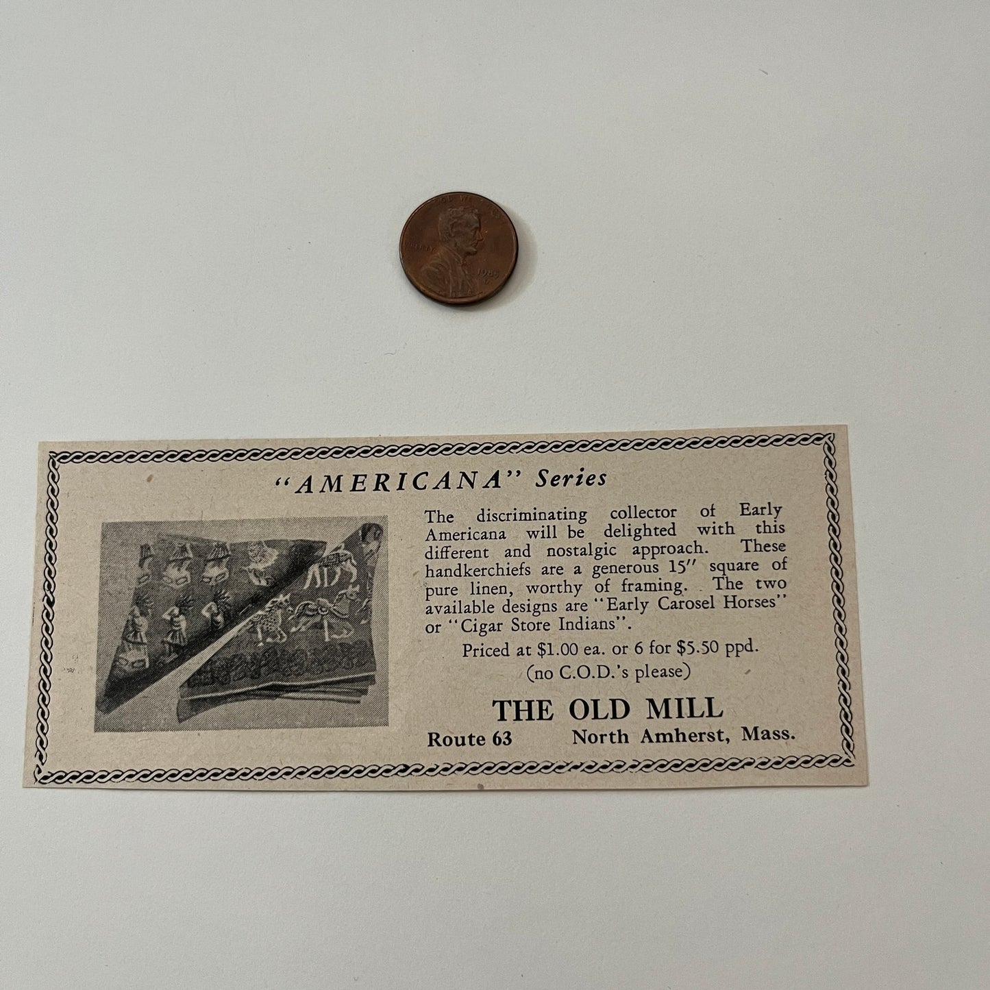 The Old Hill Americana Series North Amherst MA 1952 Yankee Magazine Ad SAG5-H7