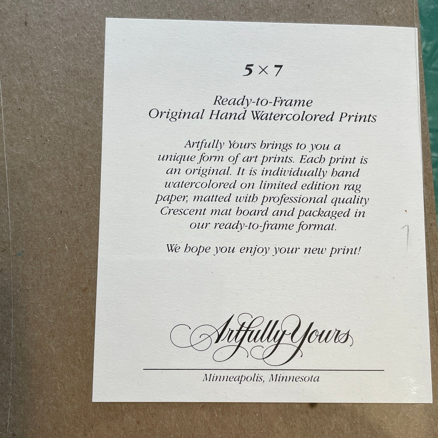 Teddy Bear Blue Accents 5x7 Matted Print Hand Watercolor, Signed Shar Coulson