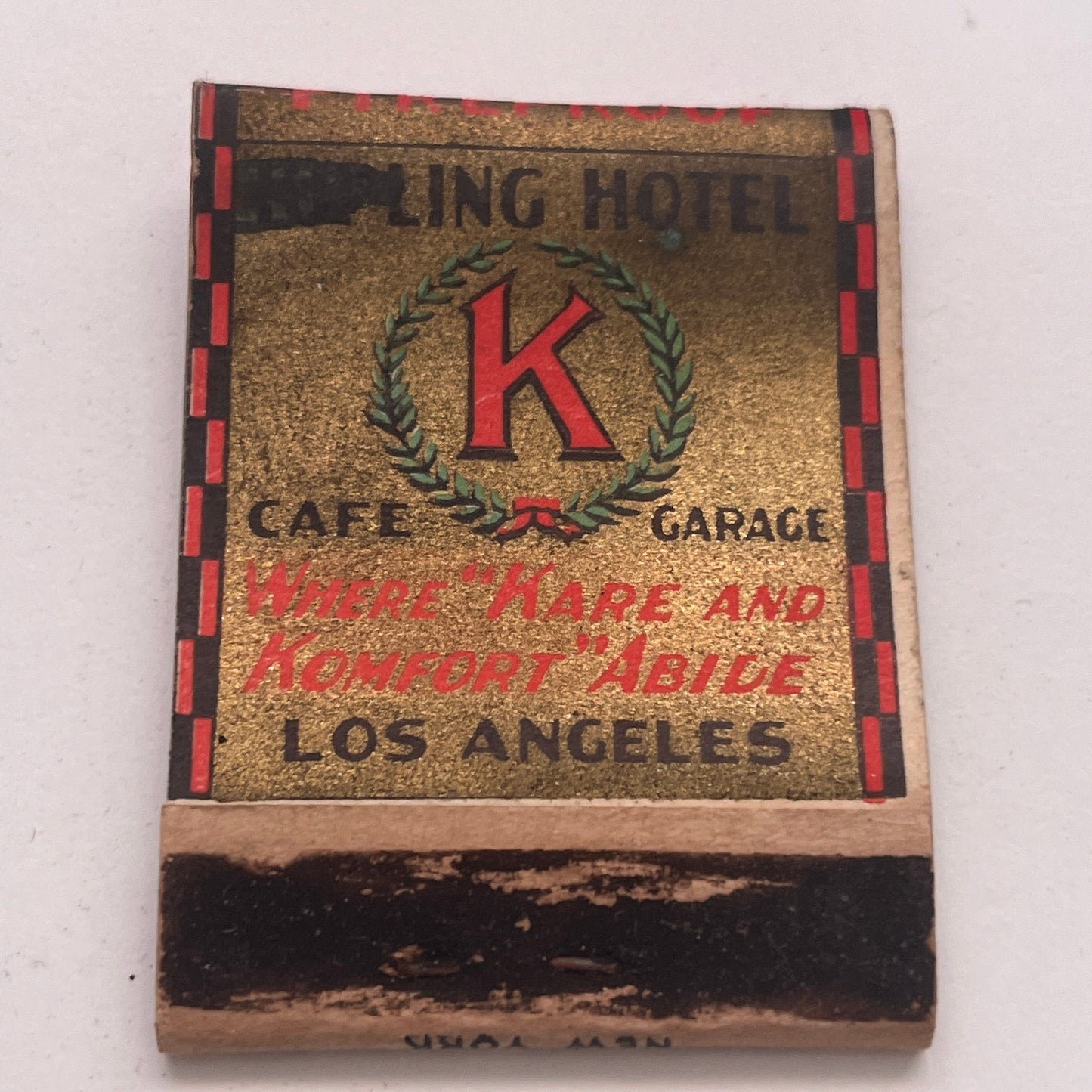 Kipling Hotel W 3rd at Kingsley Los Angeles CA Vintage Matchbook Cover TB8-MB2-8