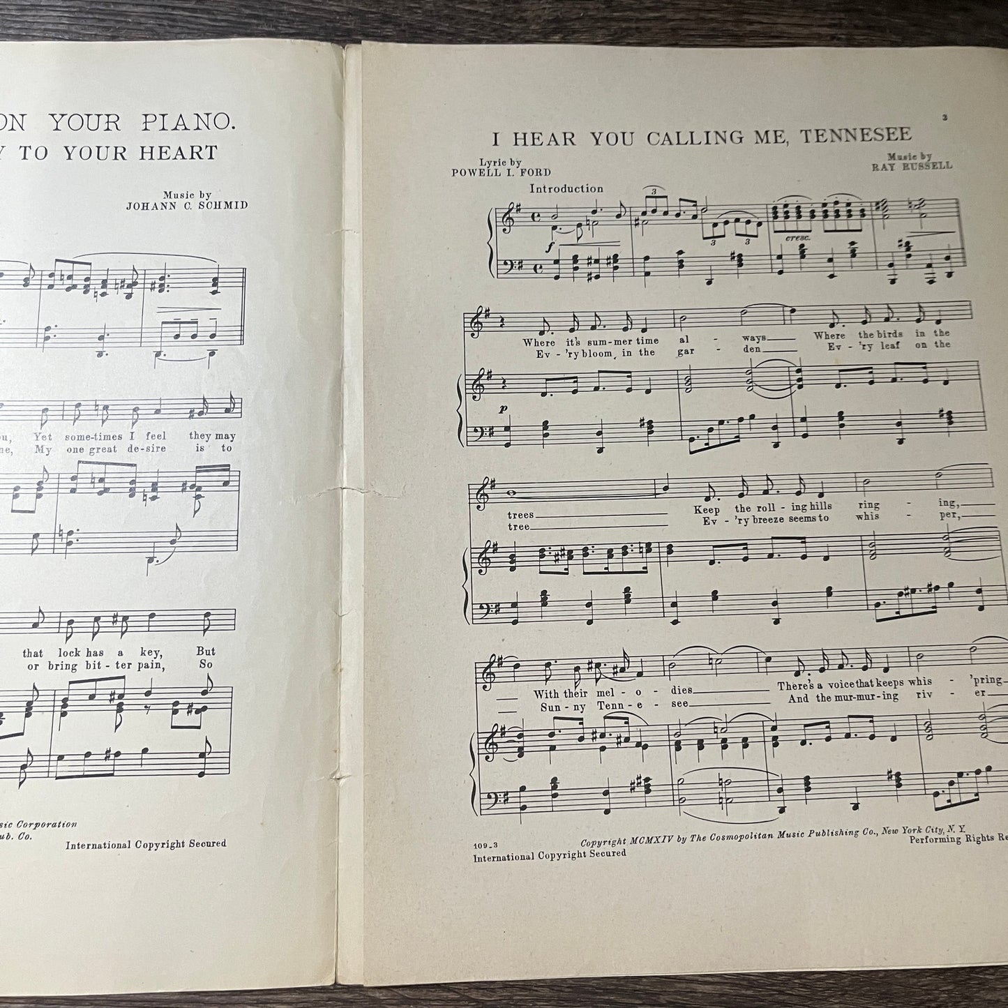 I Hear You Calling Me in Tennessee Powell Ford Ray Russell 1914 Sheet Music V13