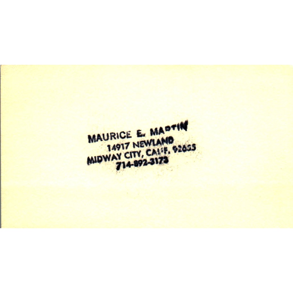 Maurice E Martin Savinsurance Plan Los Angeles CA Vintage Business Card SE3-B9