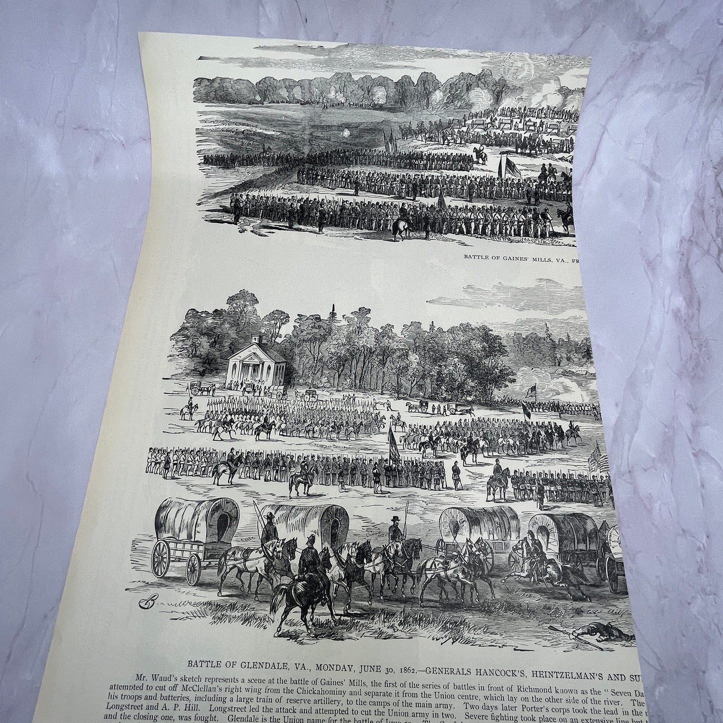 Federal Pursuit of Retreating Army Corinth MS 1890s Engraving V14-6