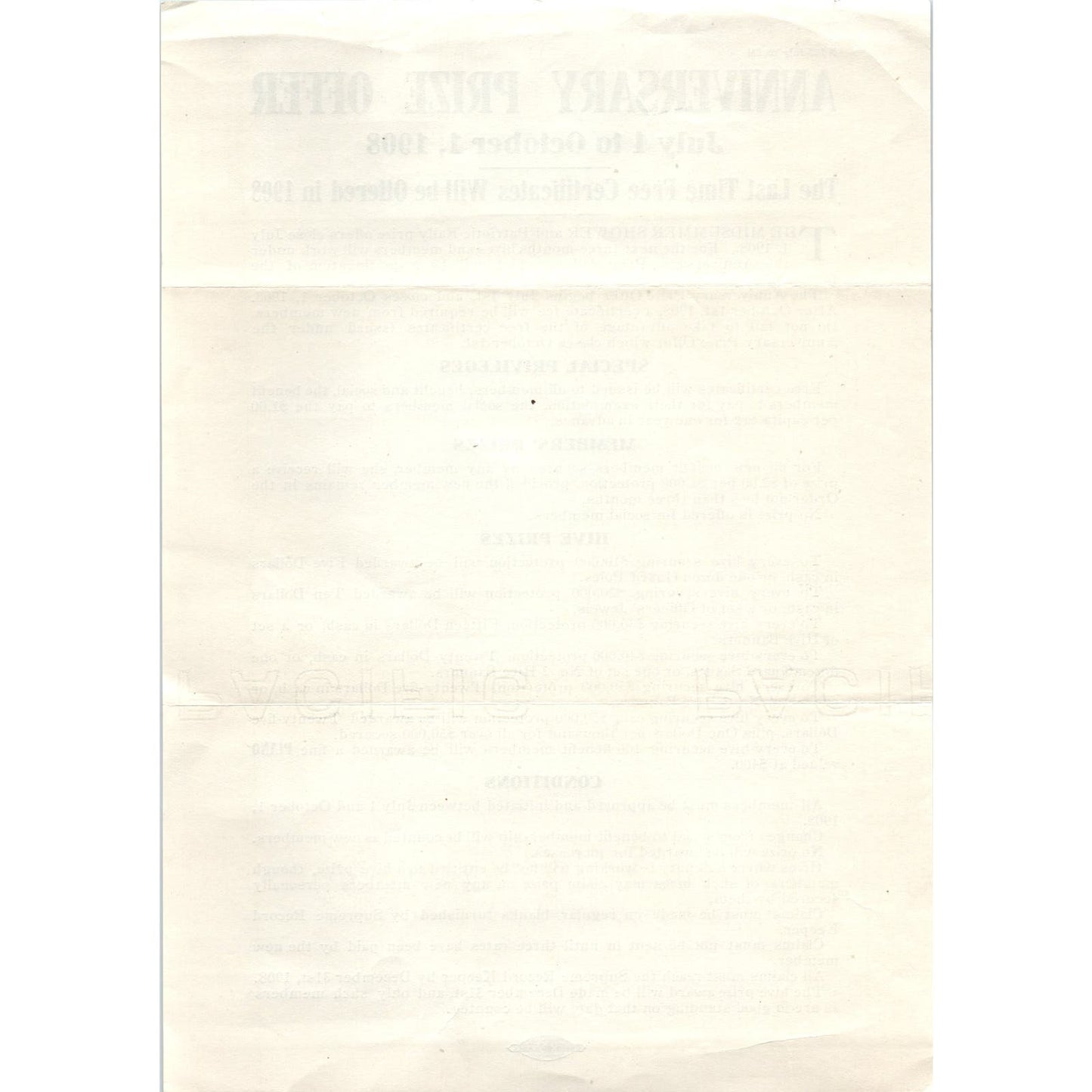 1908 Midsummer Shower and Patriotic Rally Hive Prize Offer Leaflet AE9-X2