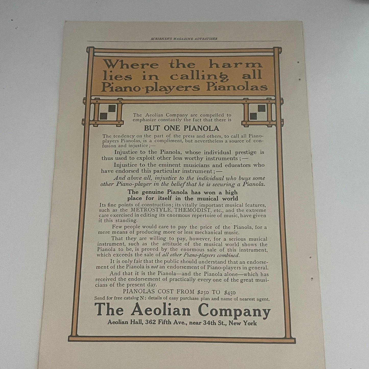 The Weber Piano Company Aeolian New York 2 Page Ad 1908 Clipping J14