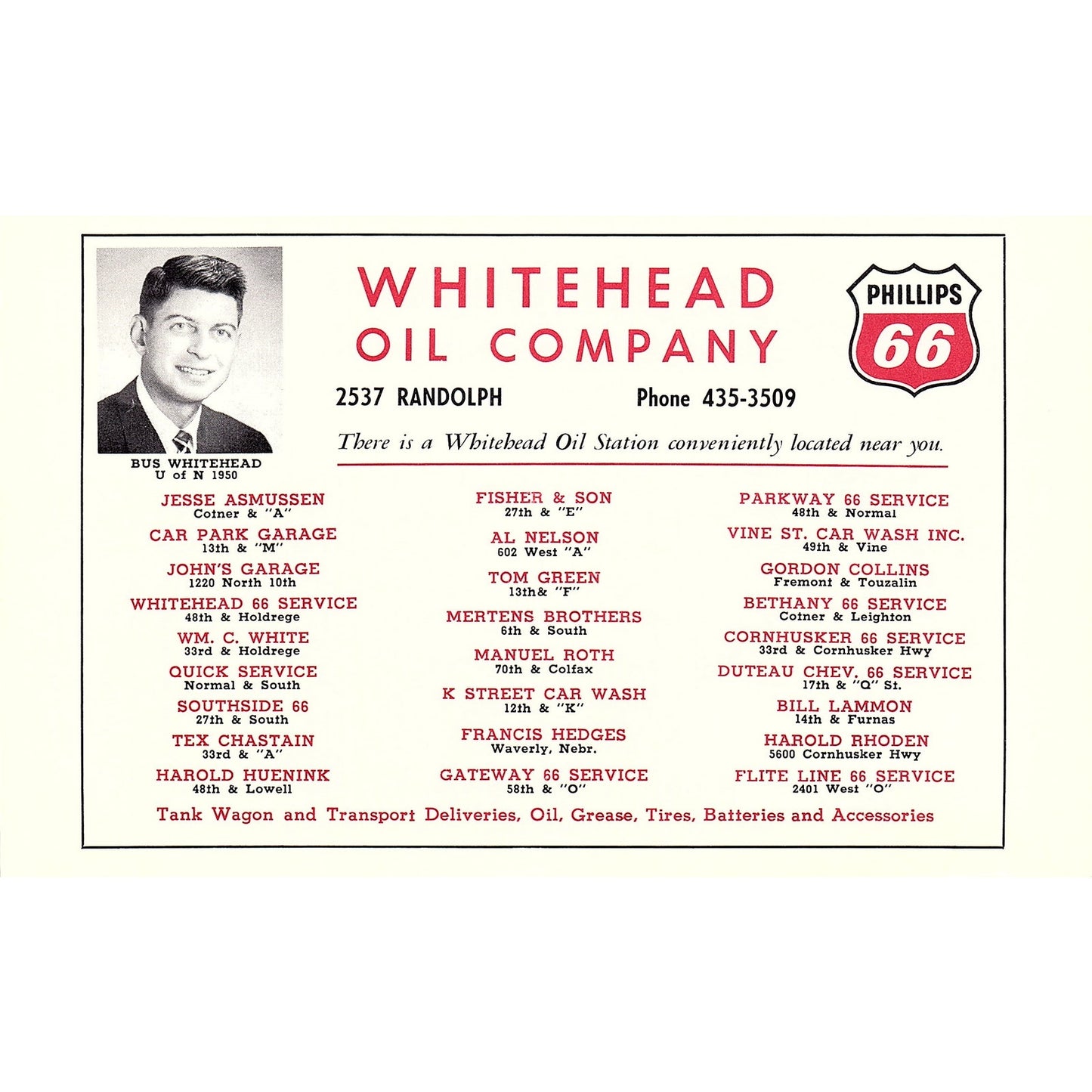 Bus Whitehead Oil Company Phillips 66 Nebraska 1964 Clipping AG7-3