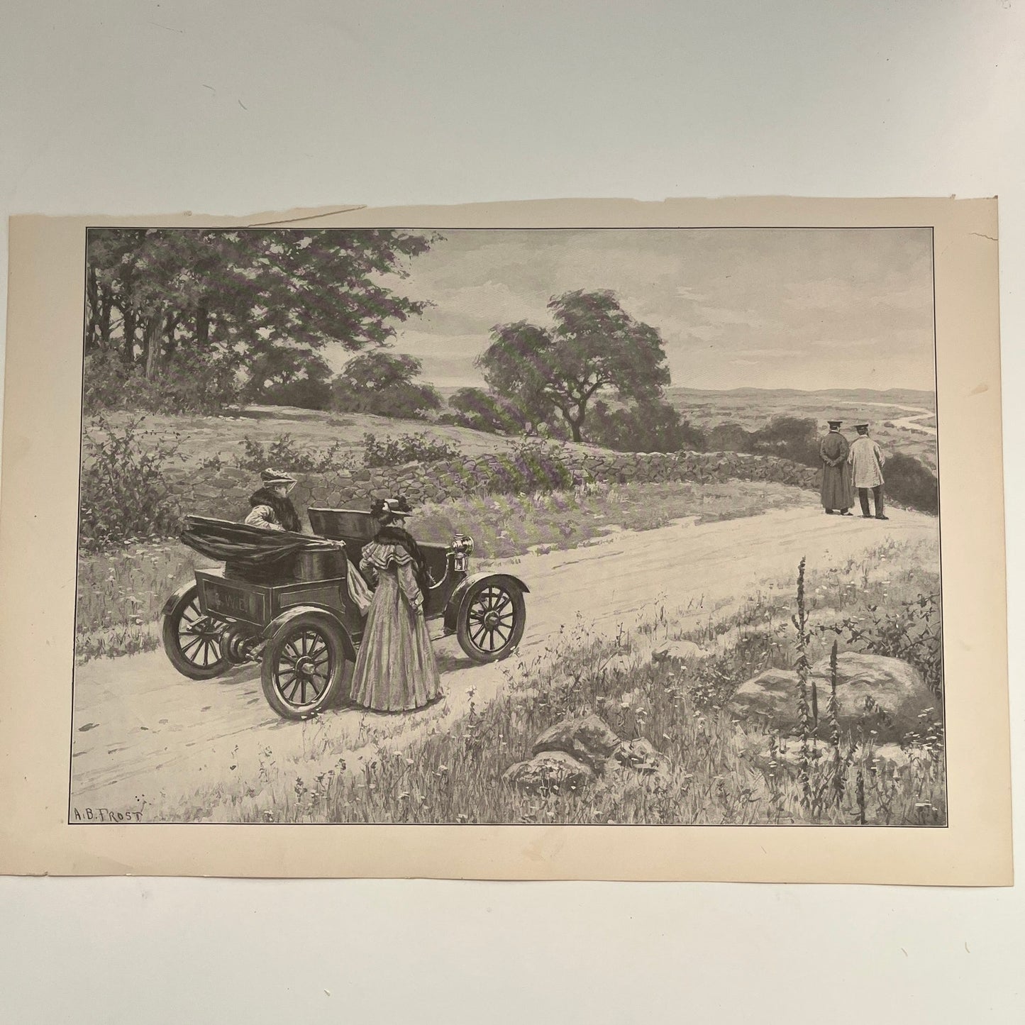 The Pleasures of Automobiling - Original 1904 A.B. Frost Art Print V26-4