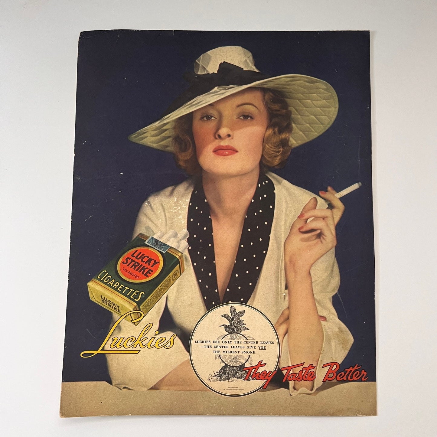 Lucky Strike - Glamorous Woman in Wide Brimmed Hat 1935 Ad V1-4