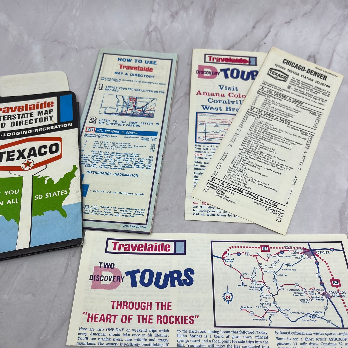 1972 Travelaide Chicago-Denver Directory and Travel Fold Out Map TH2-MP2