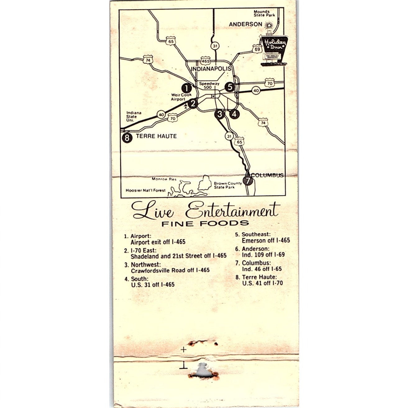 The Copper Hood Holiday Inn Anderson Indiana Vintage Matchbook TB6-MB2-12