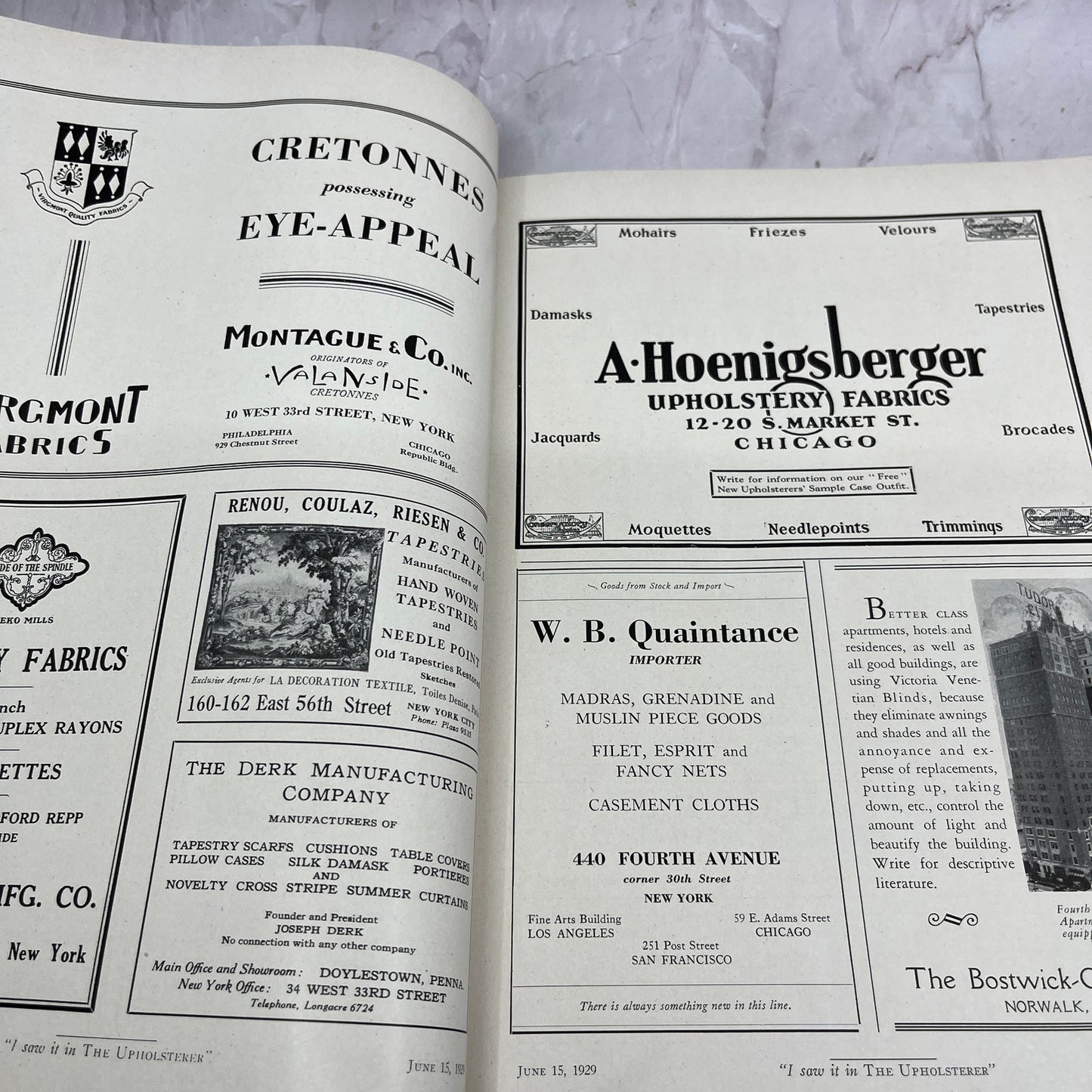 1929 The Upholsterer and Interior Decorator Handbook Magazine No.6 TK3