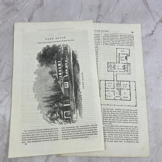 1857 Original Article Rural Architecture Farmhouse & Floorplan C.M. Saxton D19