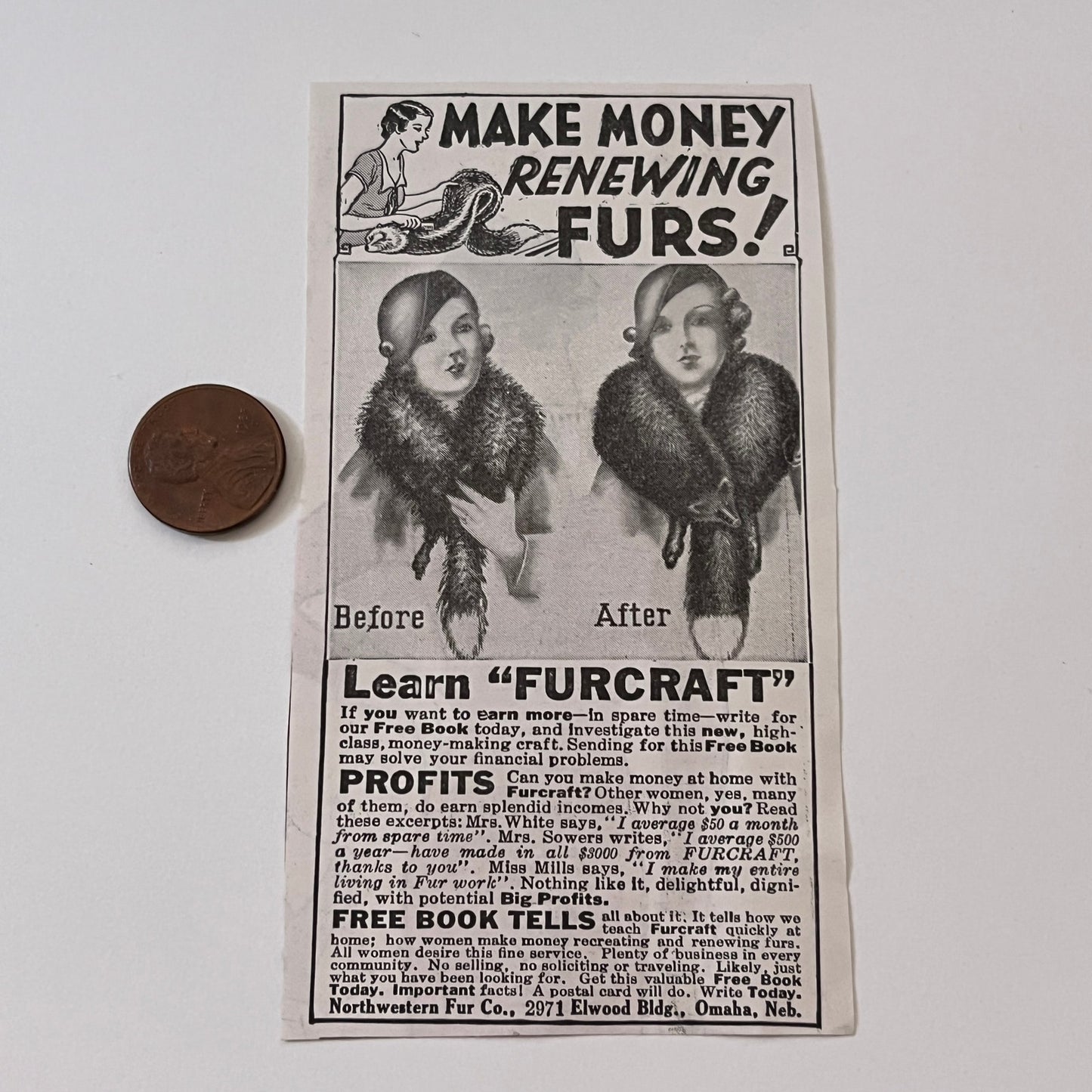 Northwestern Fur Co. Learn Furcraft Omaha NE 1936 Ad SAG4-M4