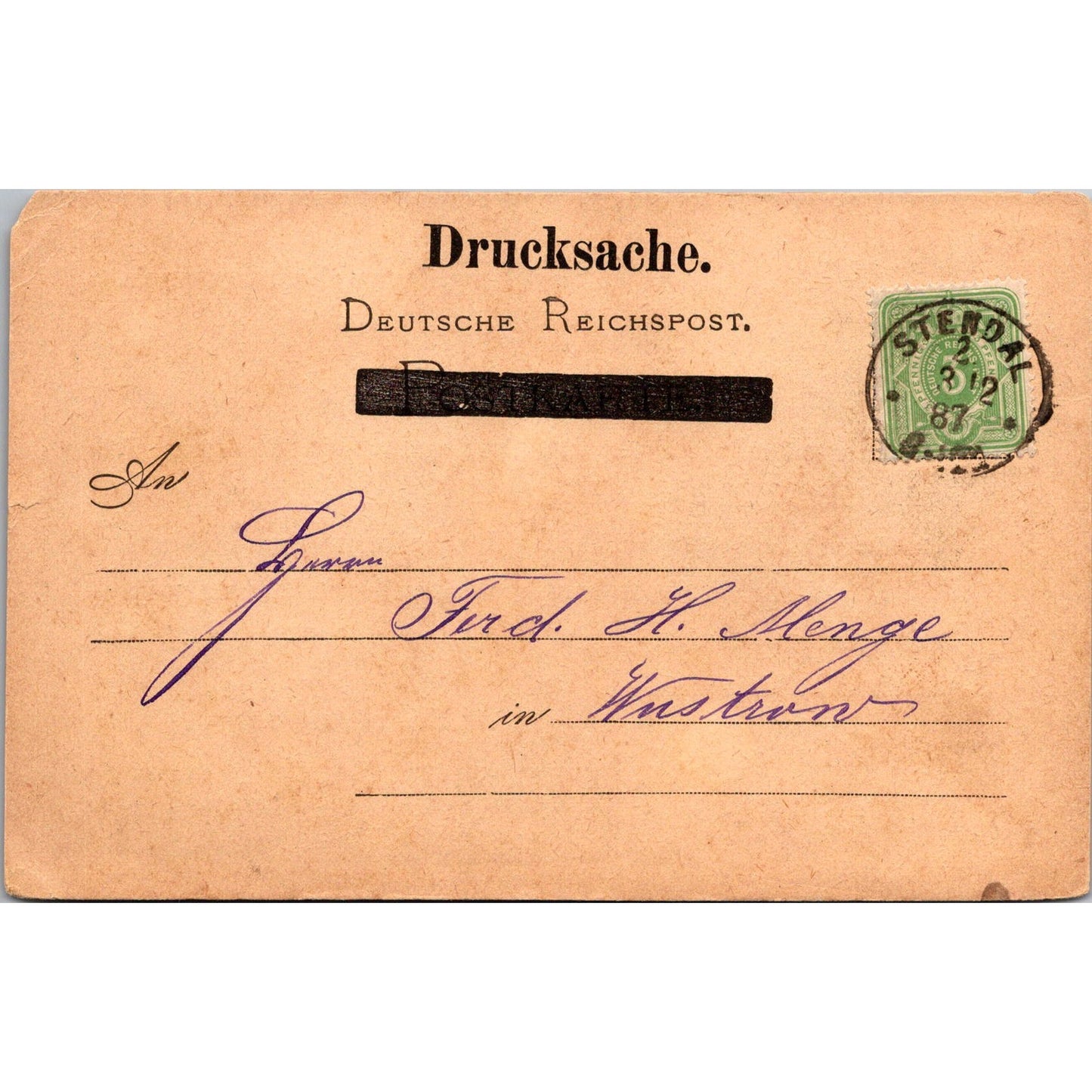 Fried. Fritze & Sohn Magdeburg 1887 German Reich Postcard TE2-GRP