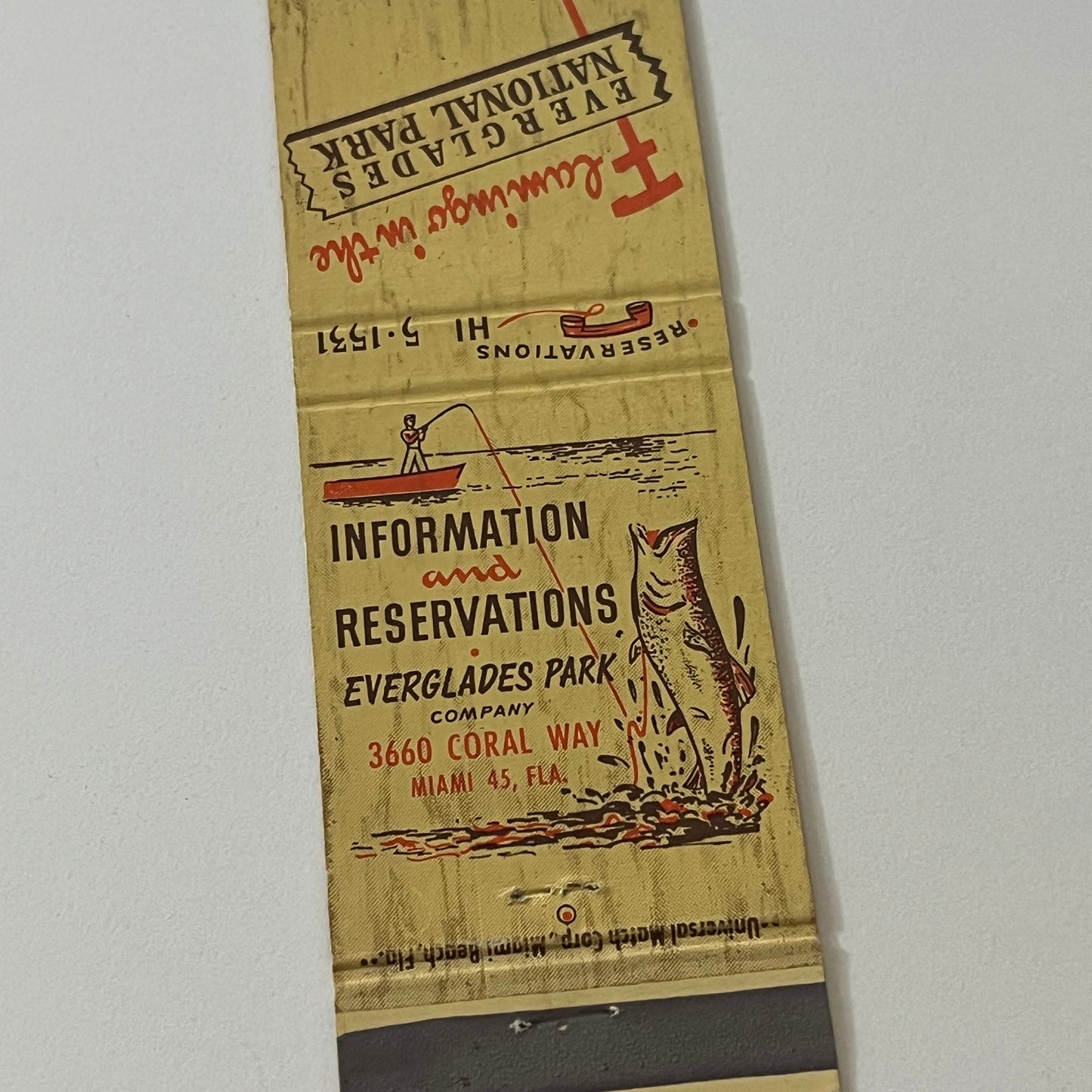 Flamingo in the Everglades National Park FL Vintage Matchbook Cover MB59-4