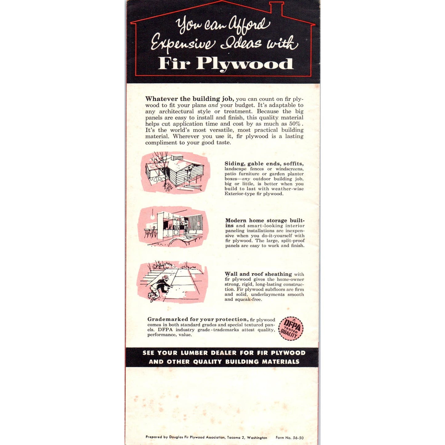 1956 Douglas Fir Plywood Do-It-Together Plans Folder #3 Ideas For Furniture D10