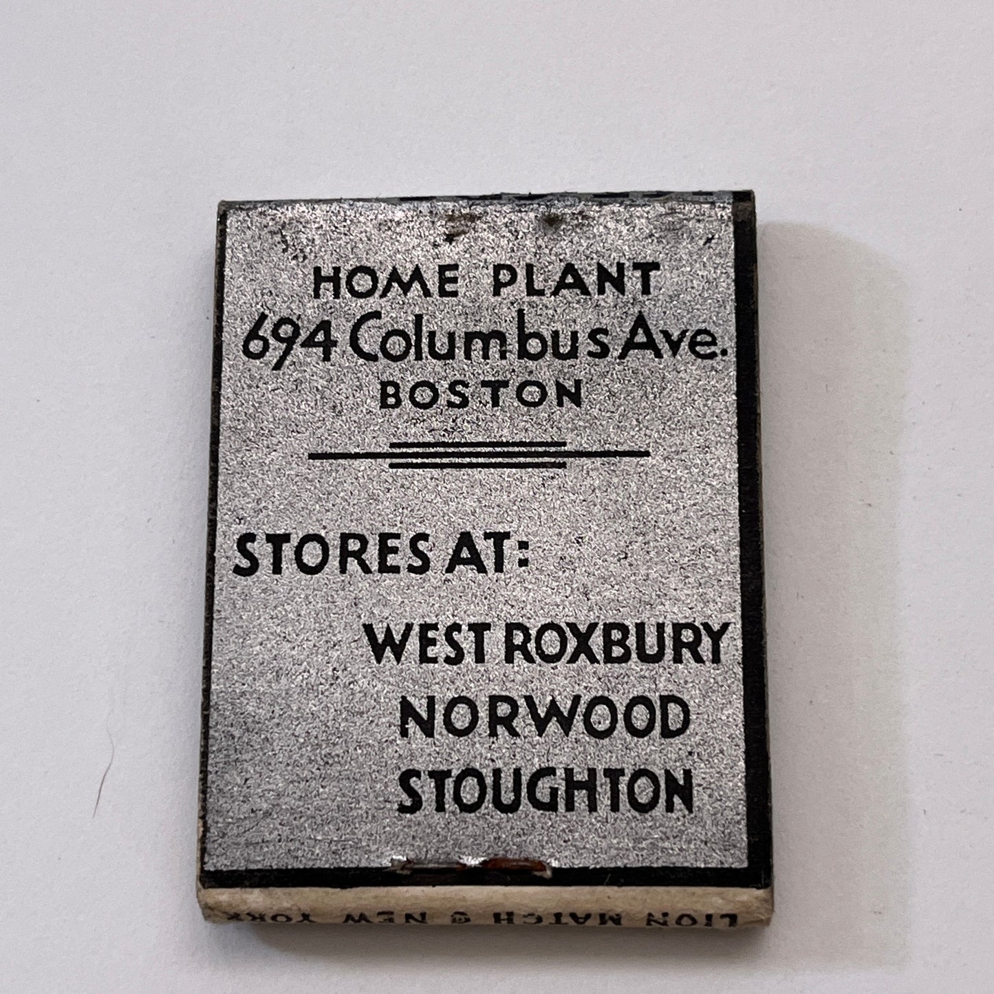 Dunn's Ice Cream 649 Columbus Ave Boston Dunn's Stores Matchbook Cover TB8-MB3-6